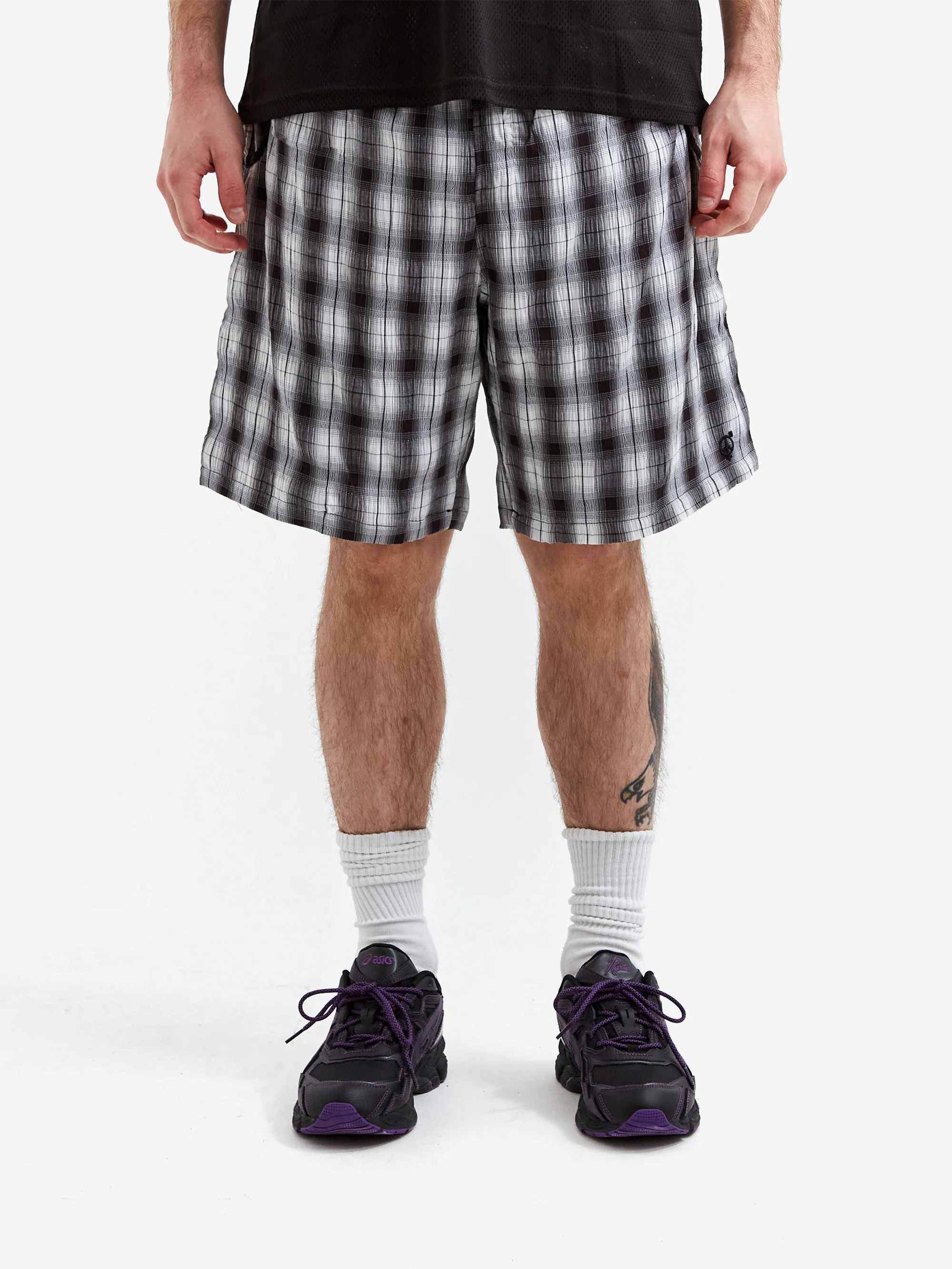 Sexhippies Seersucker Plaid Shorts - Black/White - Image 2