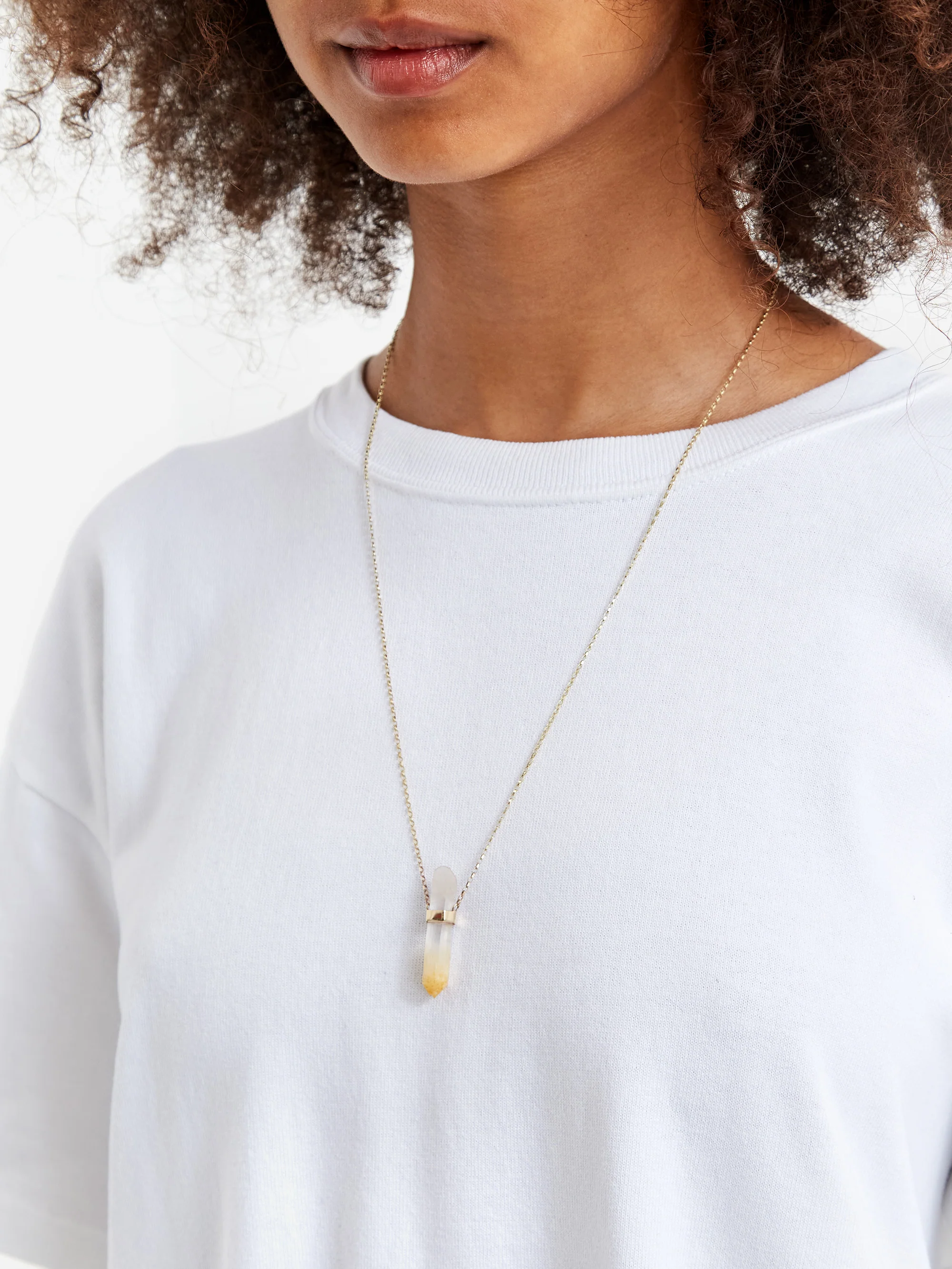 She's Lost Control Mango Quartz Necklace - Gold - Image 6
