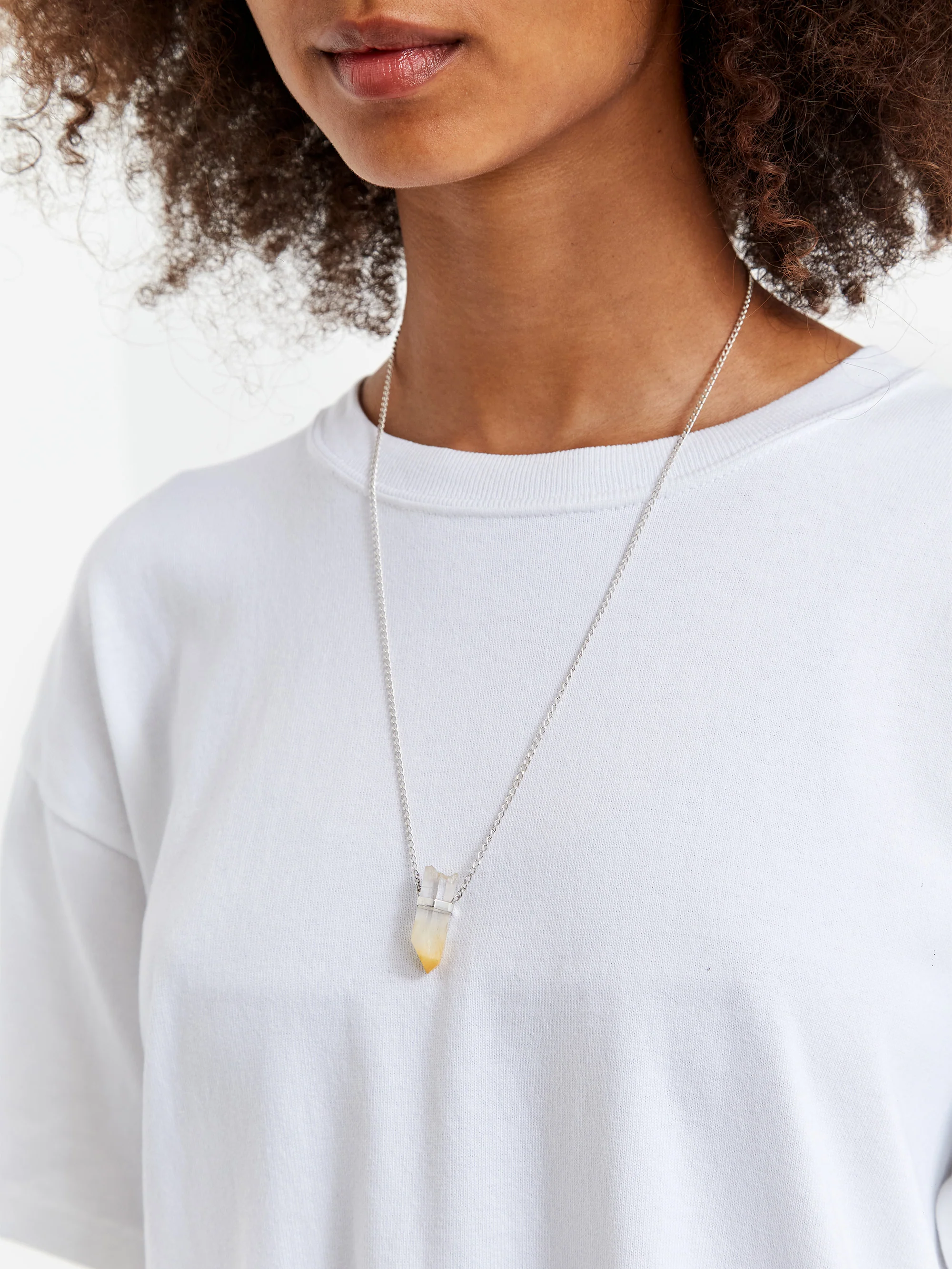 She's Lost Control Mango Quartz Necklace - Silver - Image 6