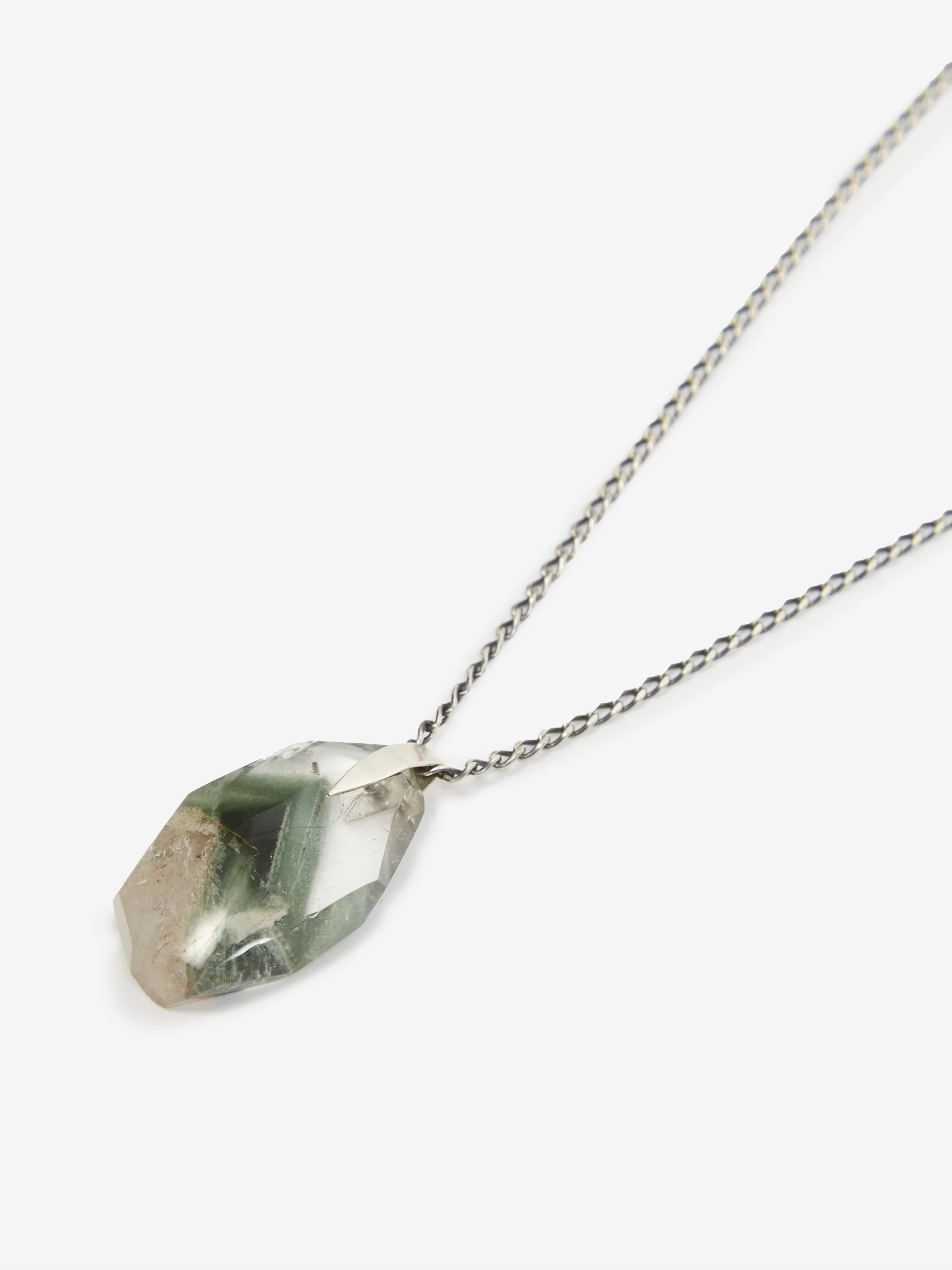 ShesLostControl Chlorite Phantom Crystal Silver Necklace - Green/Silver - Image 3