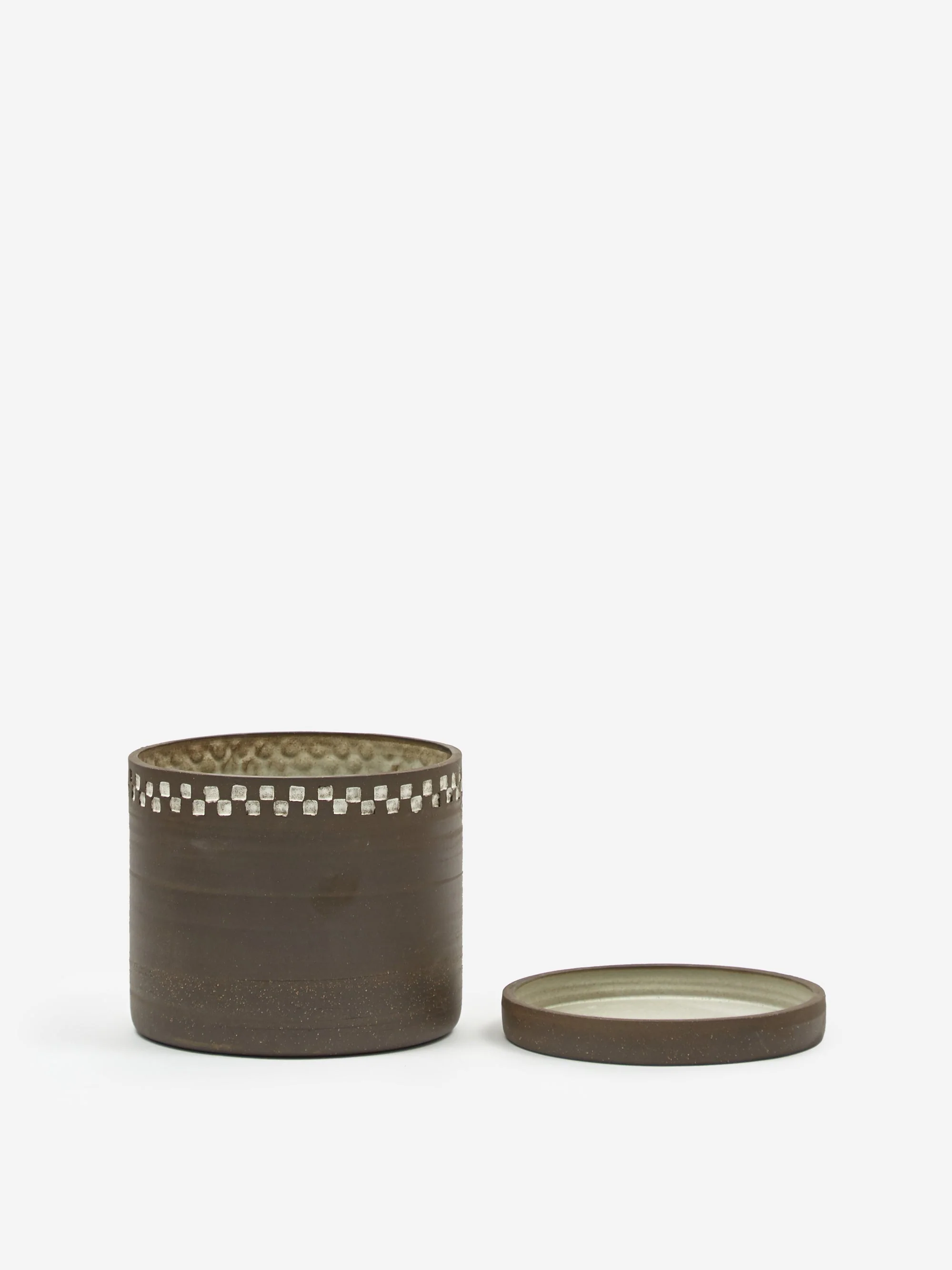 Mellow NYC Short Stout Planter - Dark Brown Small Embossed Painted Check - Image 2