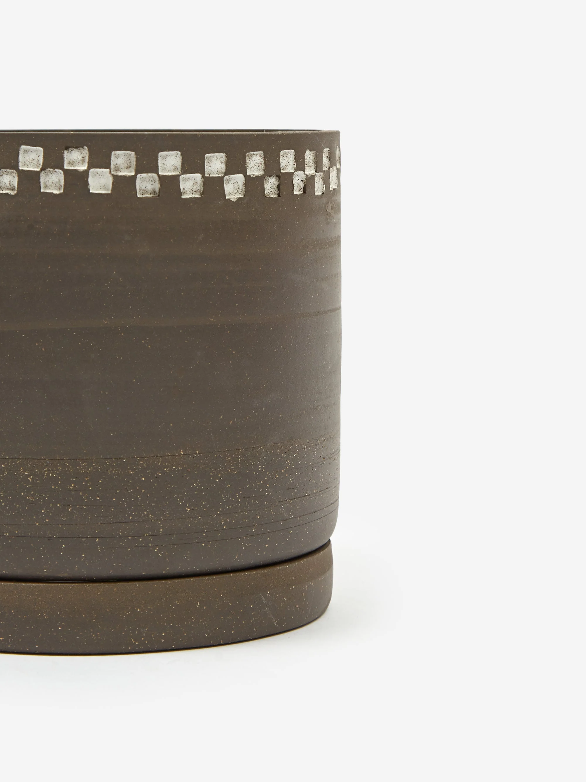 Mellow NYC Short Stout Planter - Dark Brown Small Embossed Painted Check - Image 3