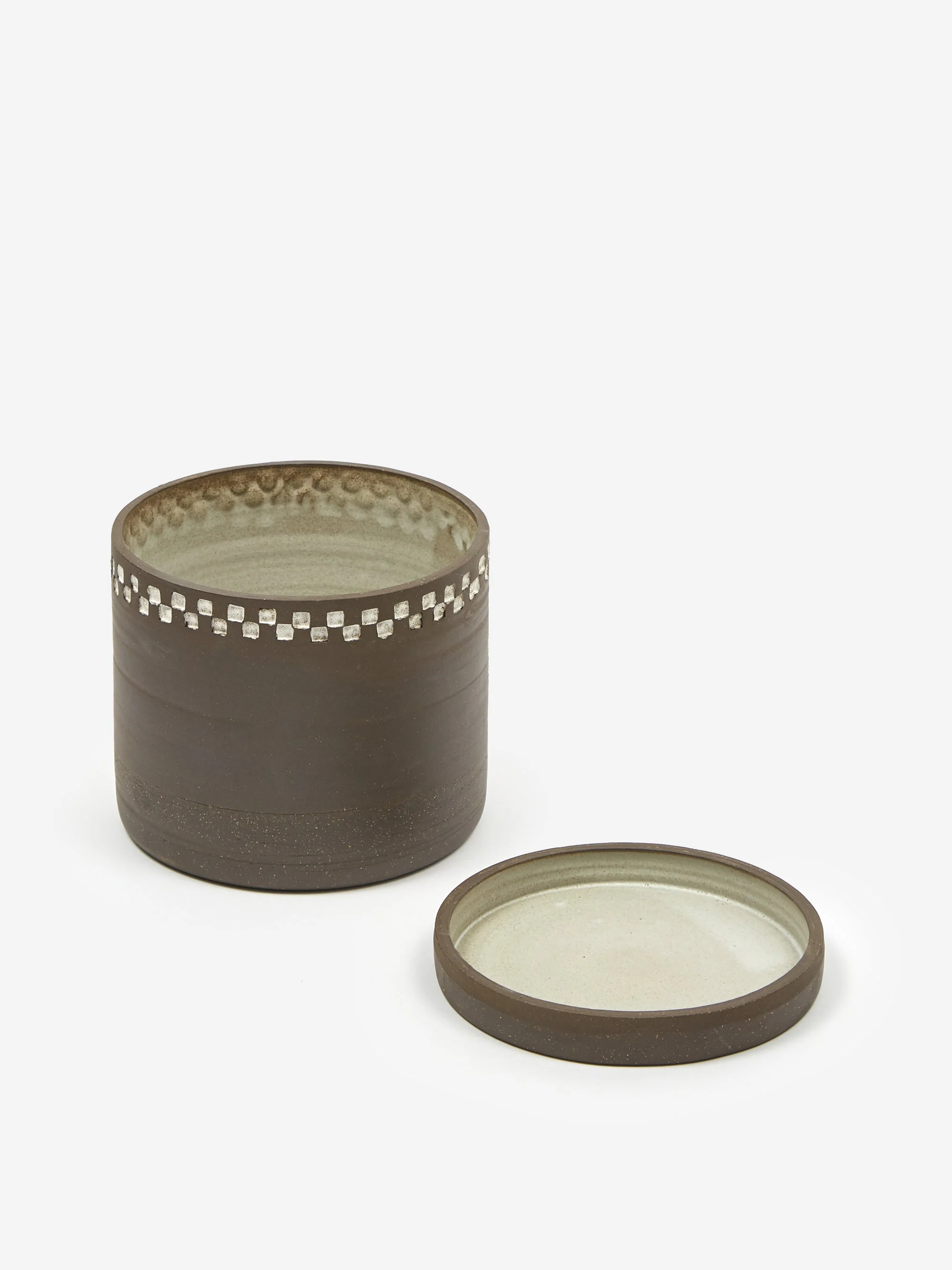 Mellow NYC Short Stout Planter - Dark Brown Small Embossed Painted Check - Image 5