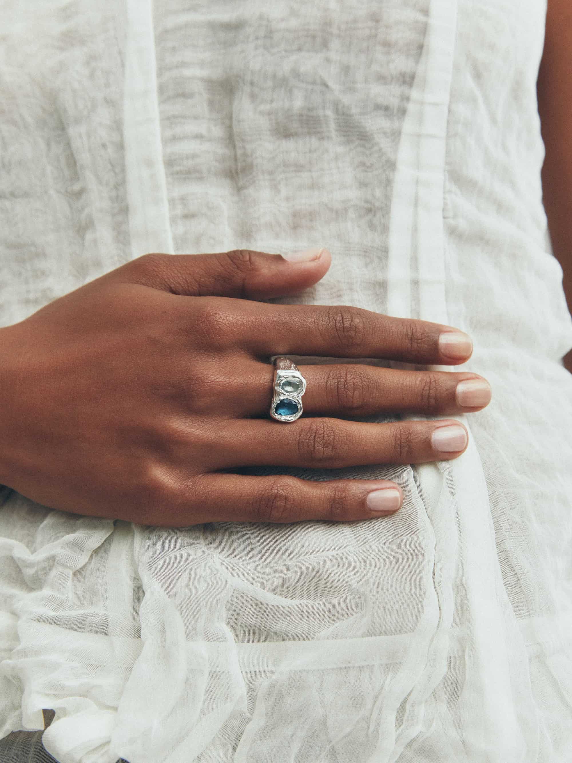 Simuero Buzo Ring - Silver/Sky Blue Topaz - Image 2