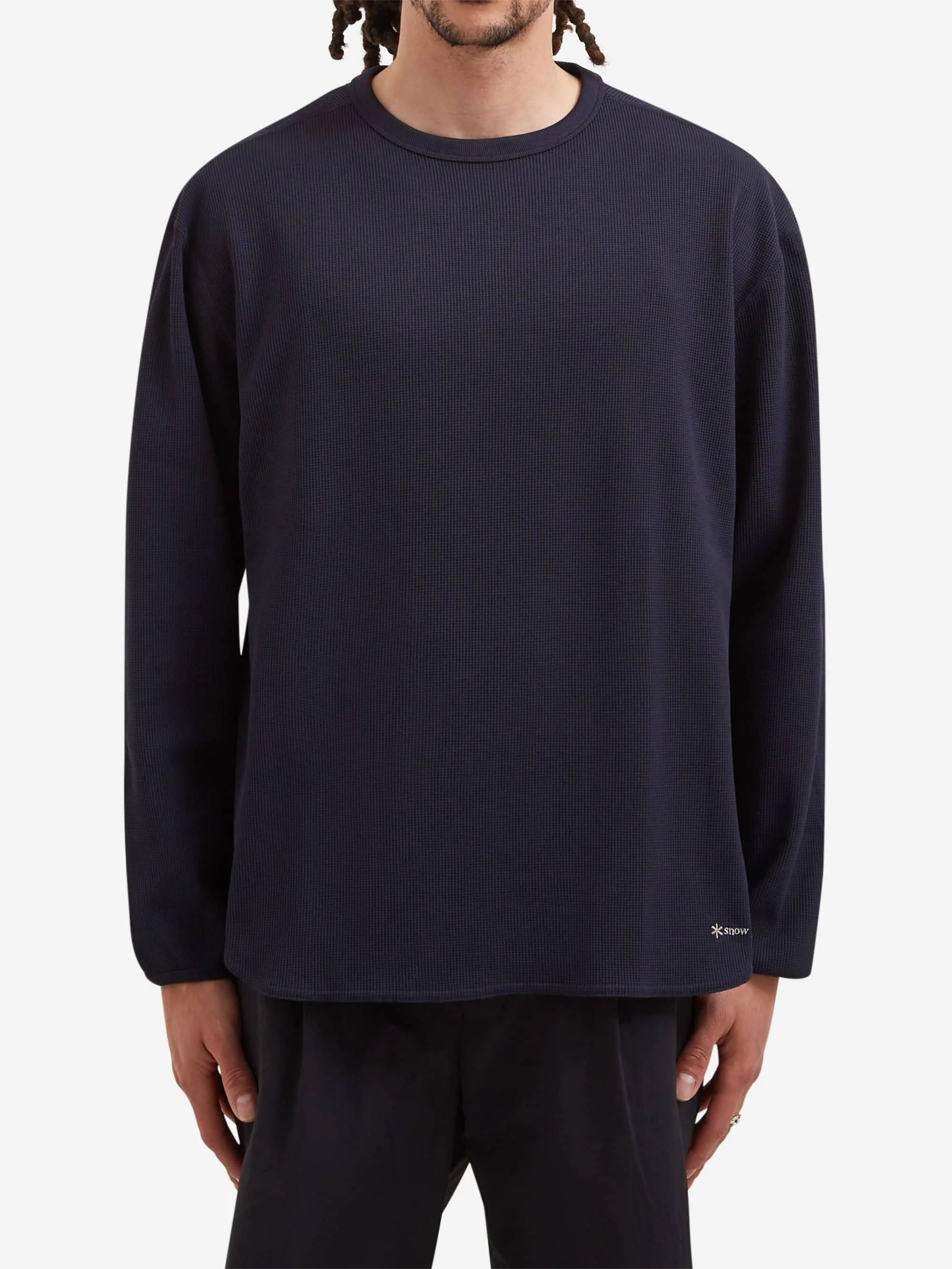 Snow Peak Dry Waffle L/S T-Shirt - Dark Navy - Image 2