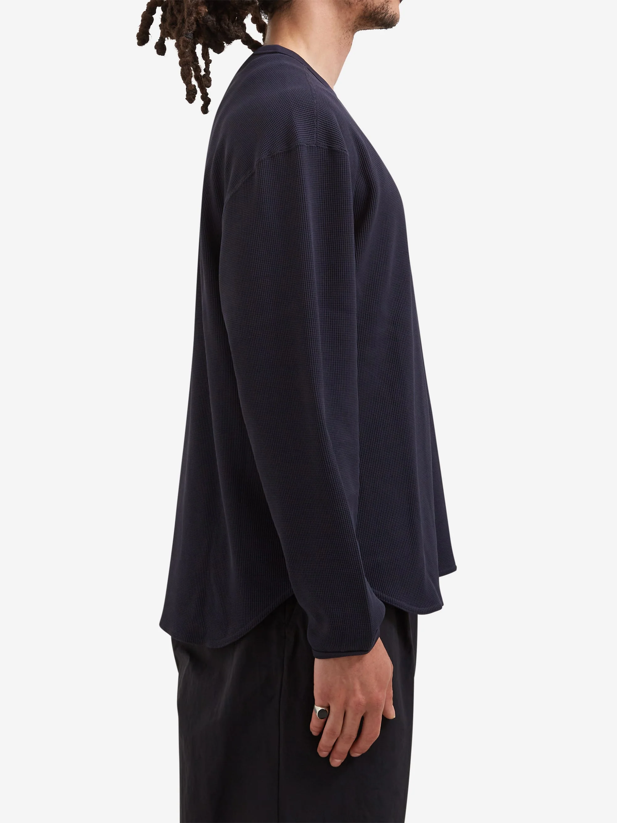 Snow Peak Dry Waffle L/S T-Shirt - Dark Navy - Image 3