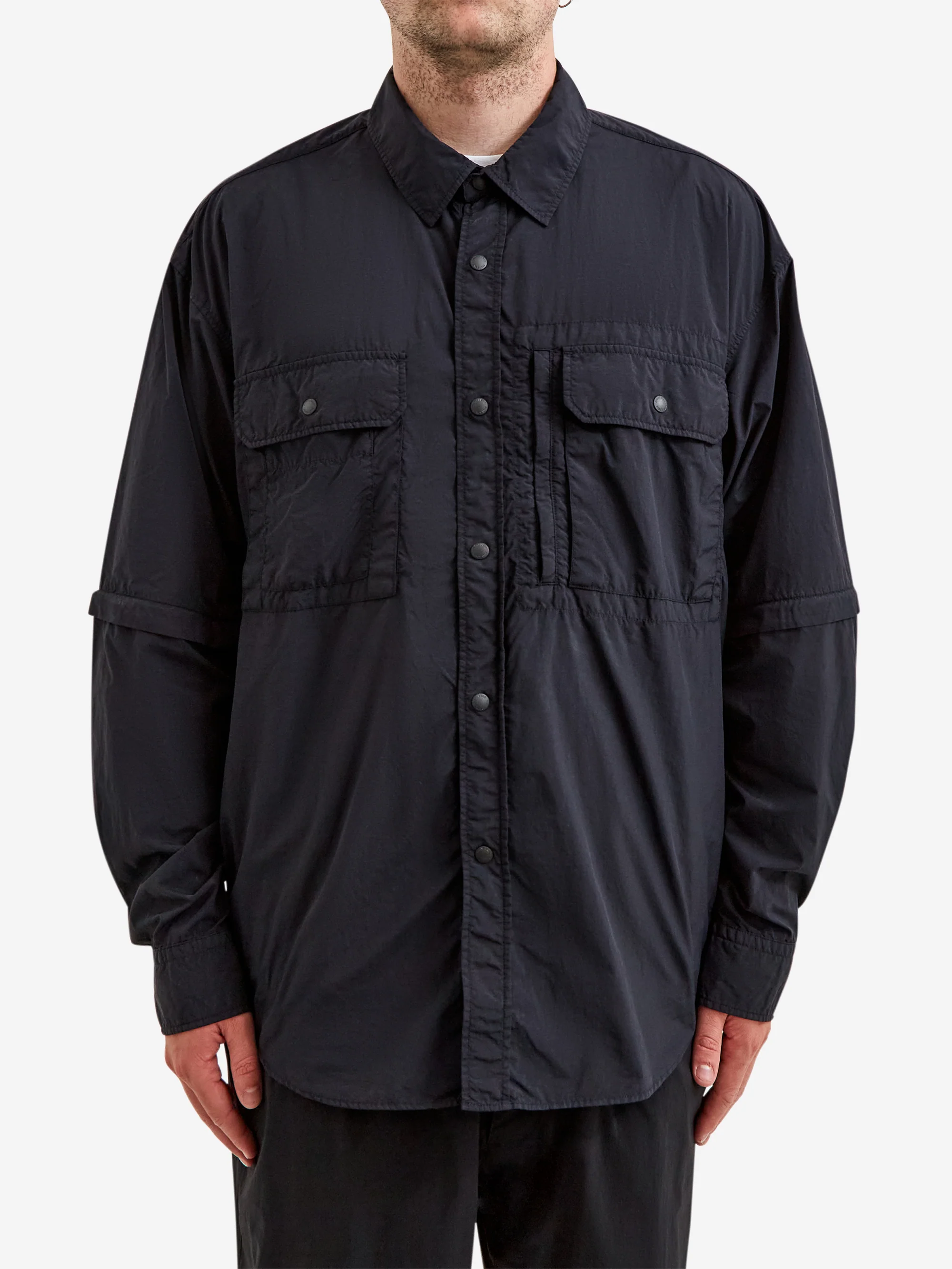 Snow Peak Garment Dyed Convertible Shirt - Black - Image 2