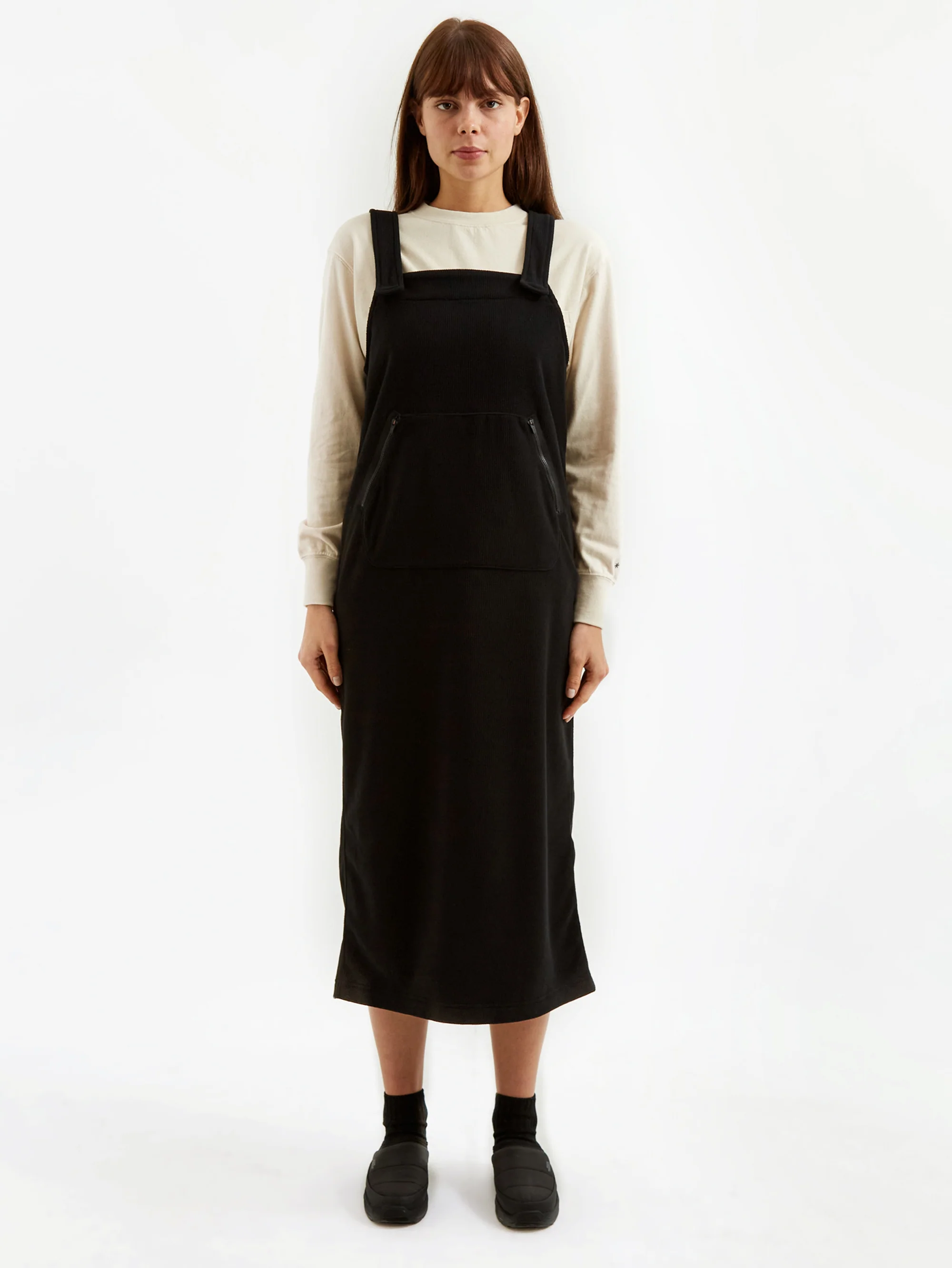 Snow Peak Grid Fleece Dress - Black