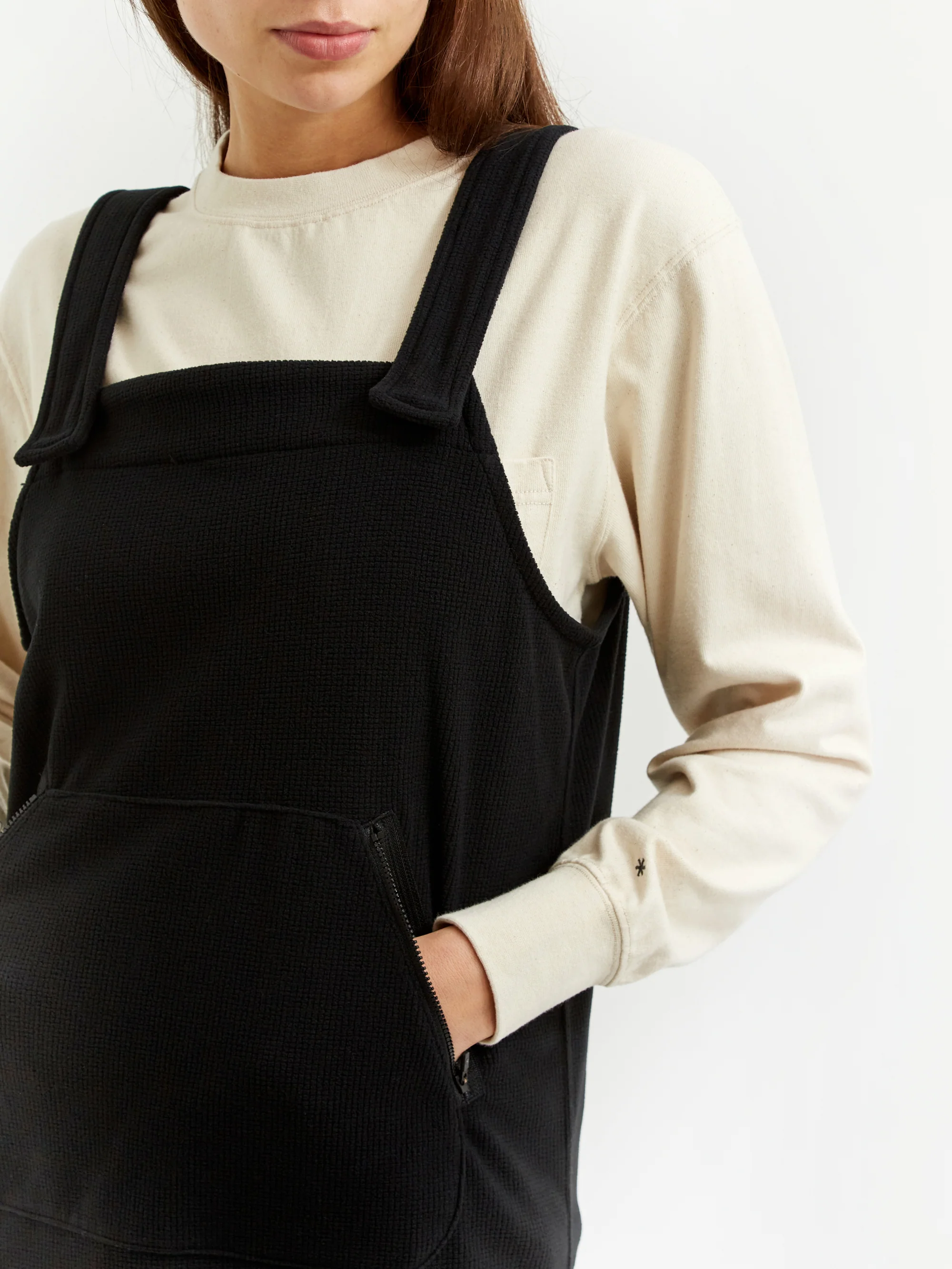 Snow Peak Grid Fleece Dress - Black - Image 3