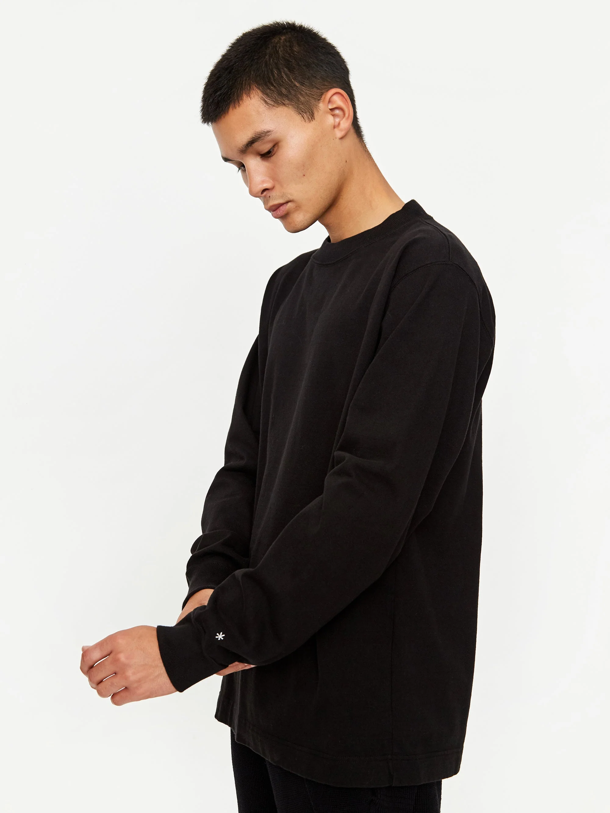 Snow Peak Heavy Cotton Mockneck Long Sleeve T-Shirt - Black - Image 4