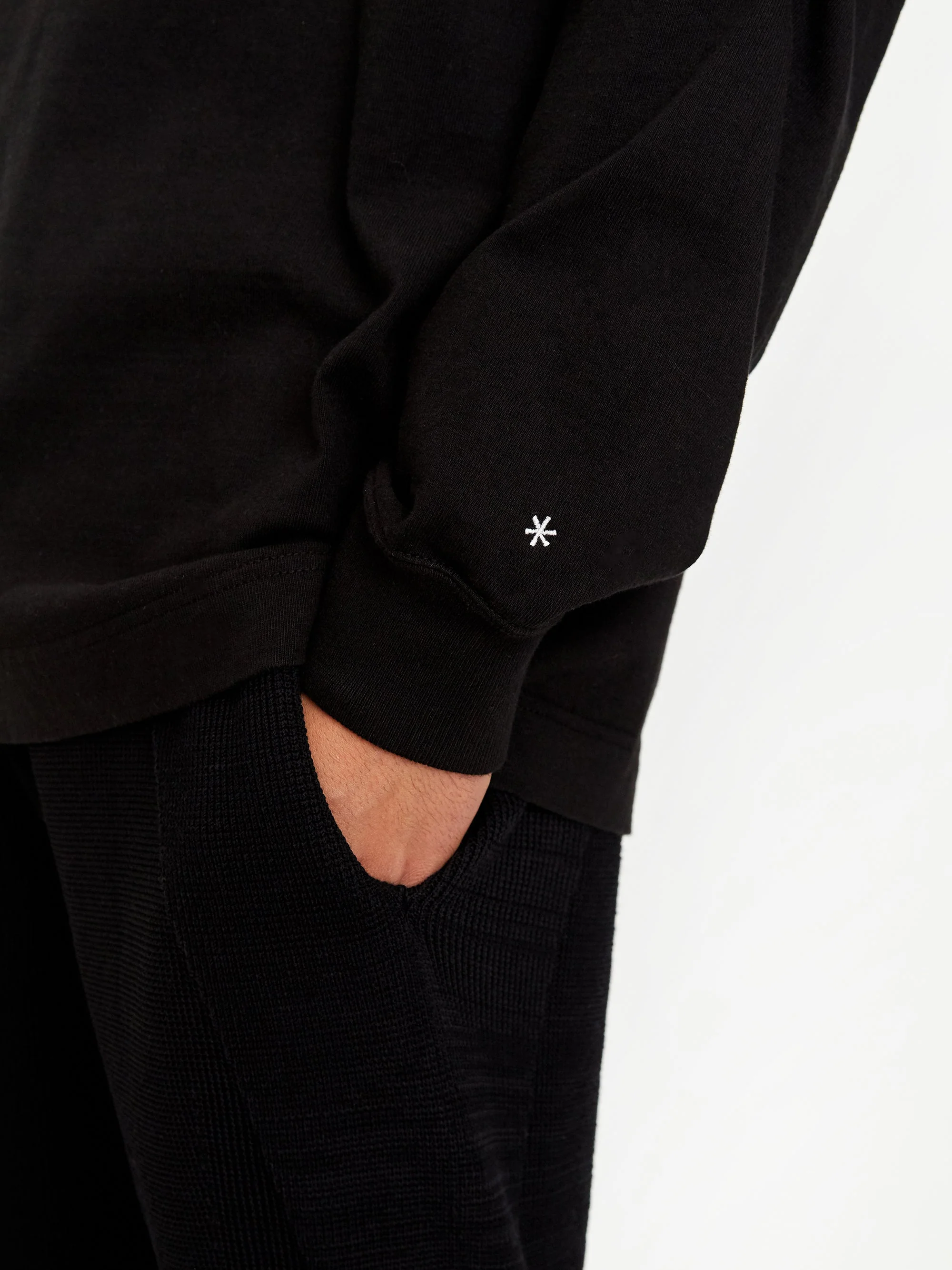 Snow Peak Heavy Cotton Mockneck Long Sleeve T-Shirt - Black - Image 5