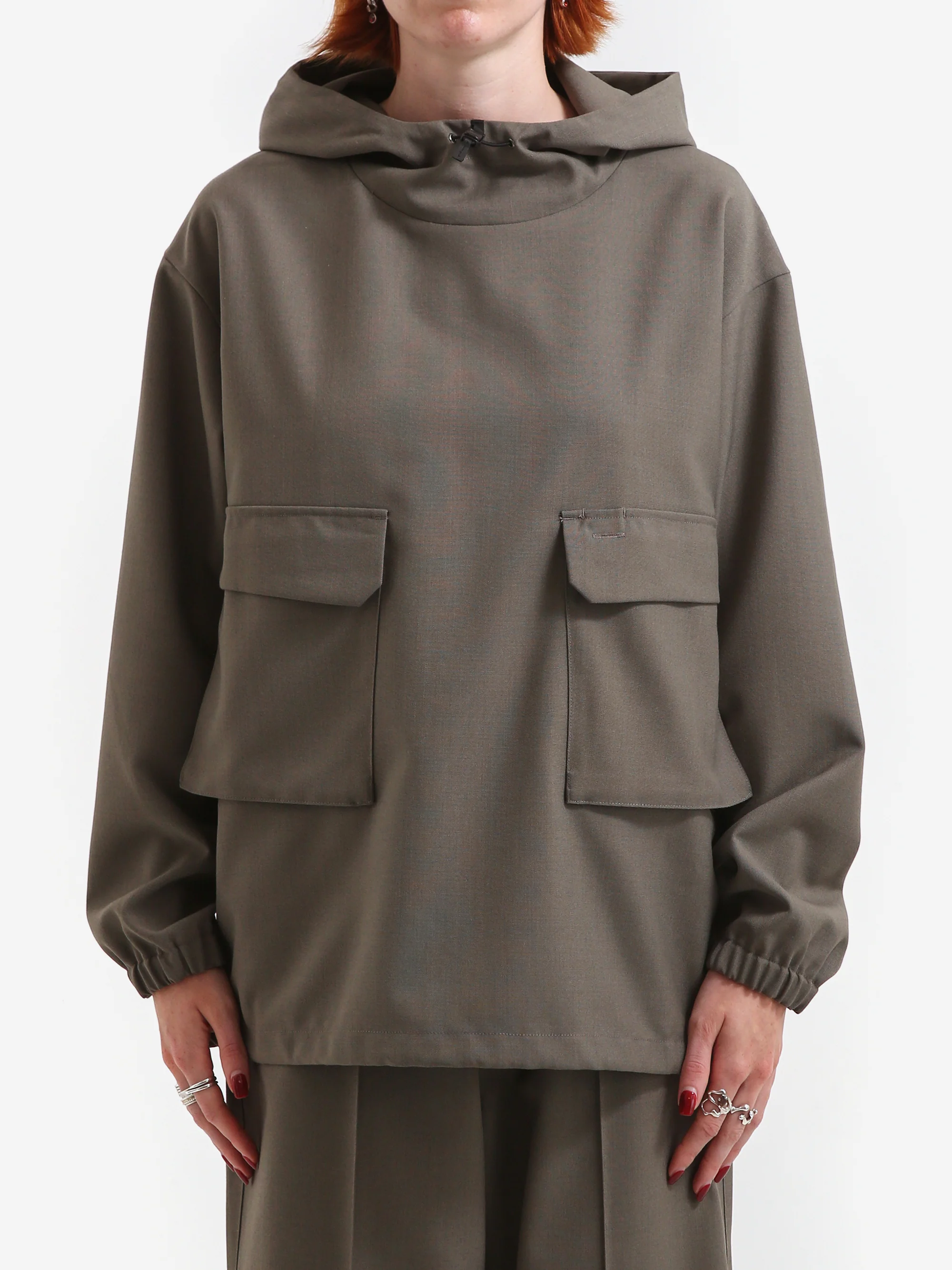 Snow Peak Hybrid Wool Hoodie - Olive
