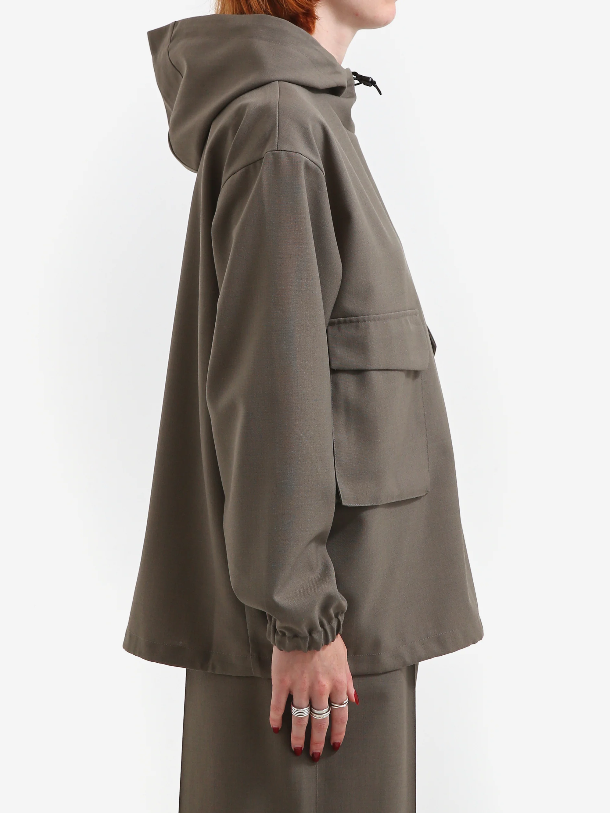 Snow Peak Hybrid Wool Hoodie - Olive - Image 2