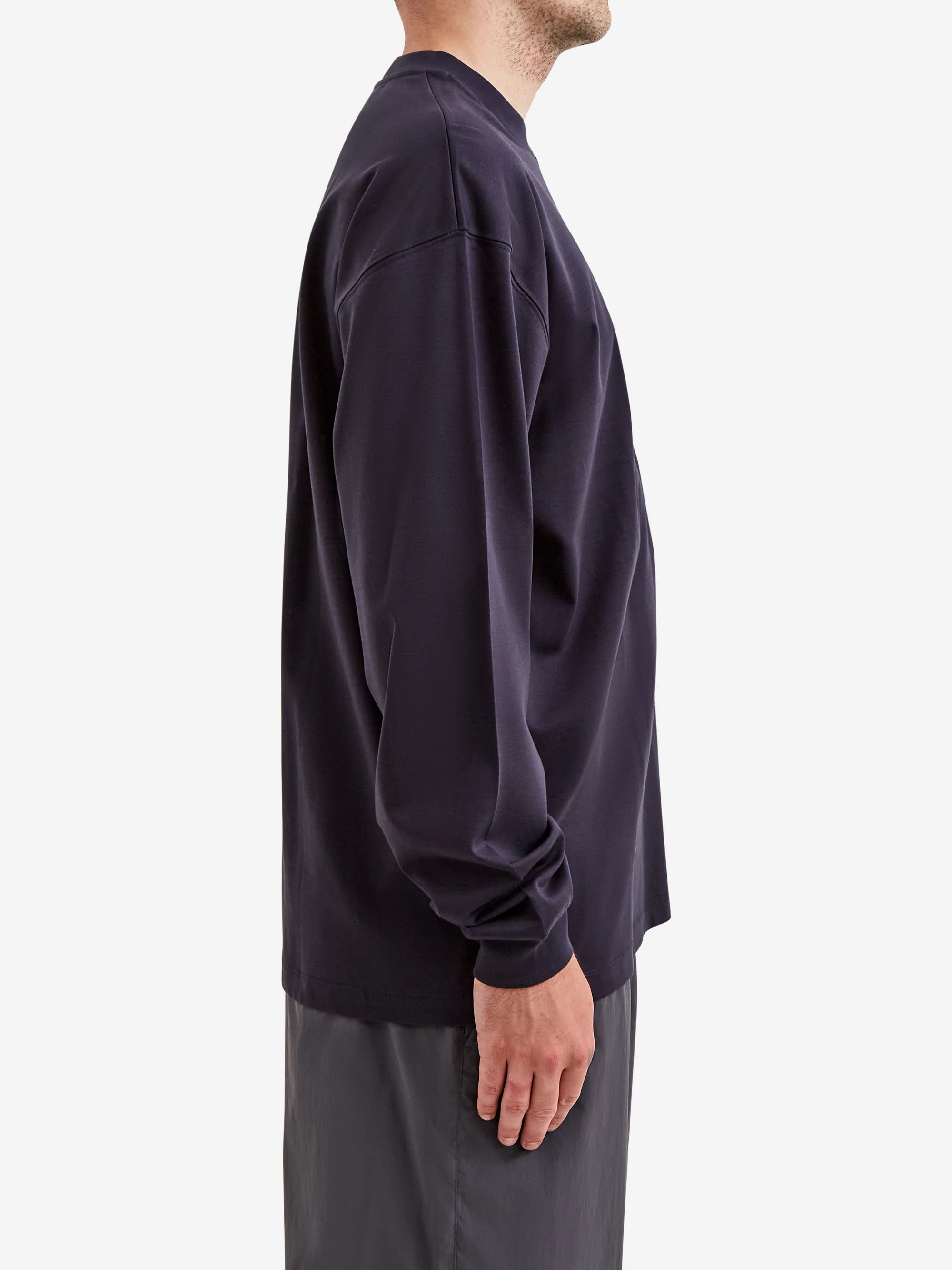 Snow Peak Organic Cotton Mercerized Border L/S T-Shirt - Blue Border - Image 3