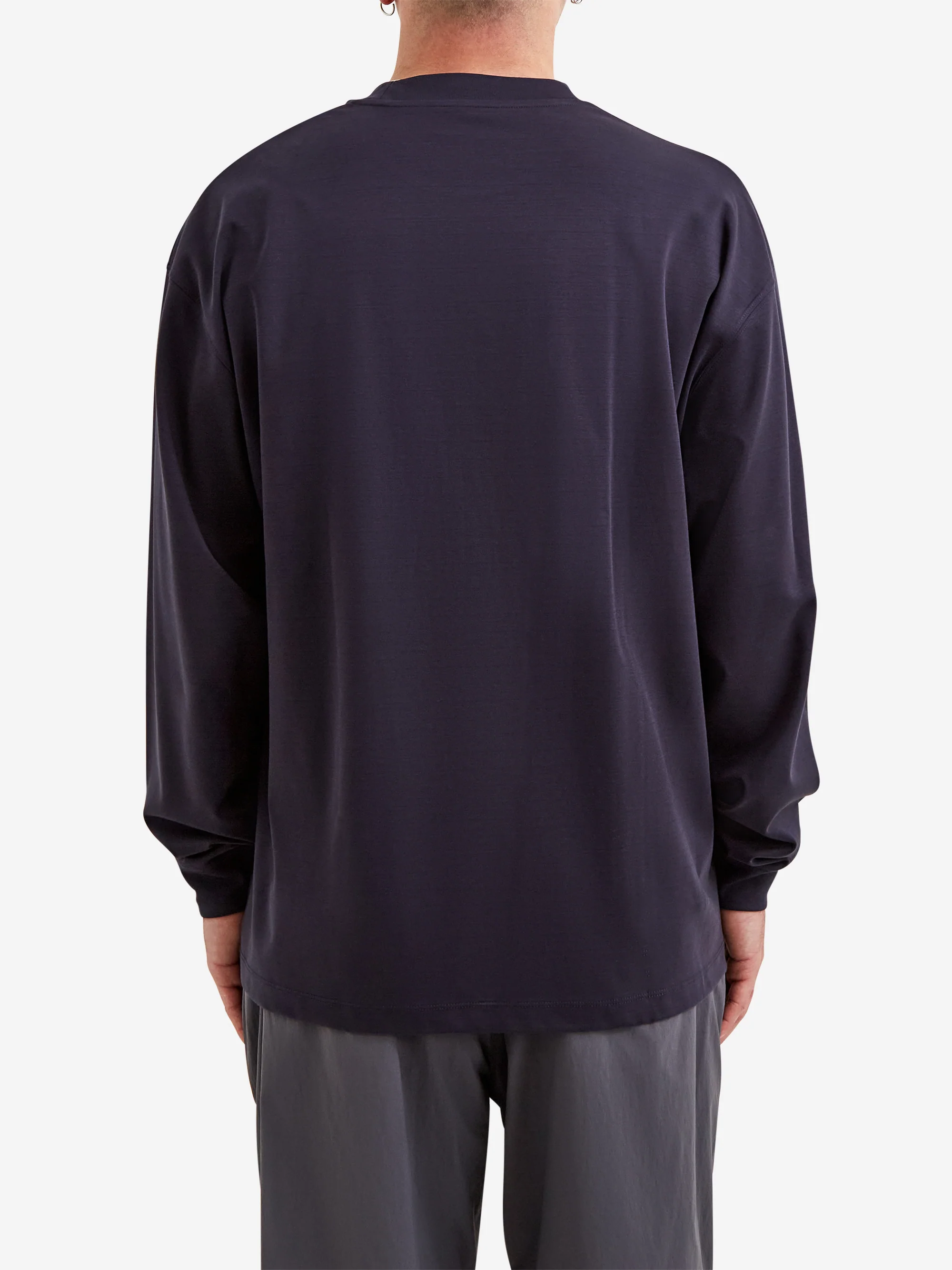 Snow Peak Organic Cotton Mercerized Border L/S T-Shirt - Blue Border - Image 4