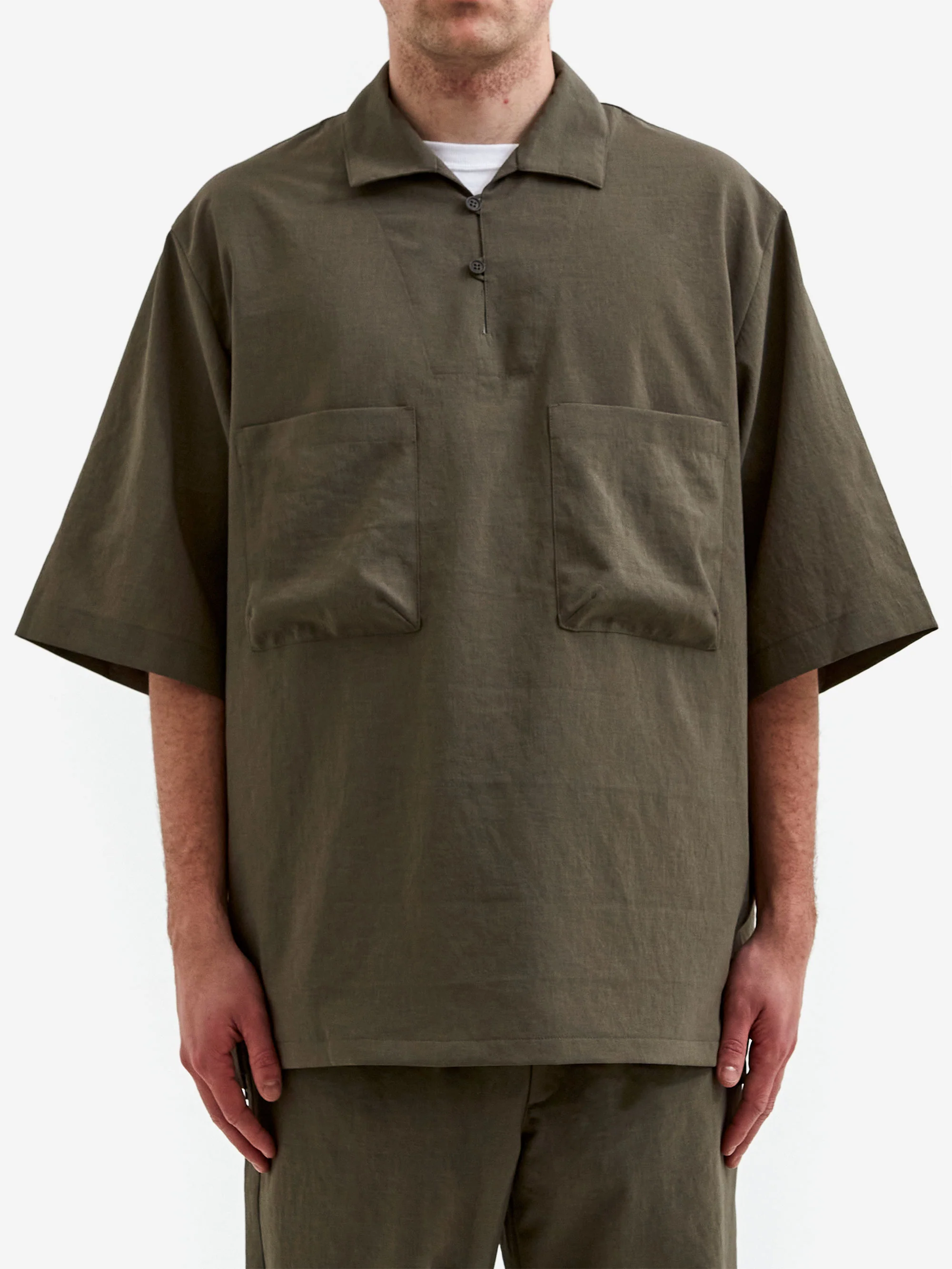 Snow Peak Pe Light Poplin Shirt - Olive - Image 2