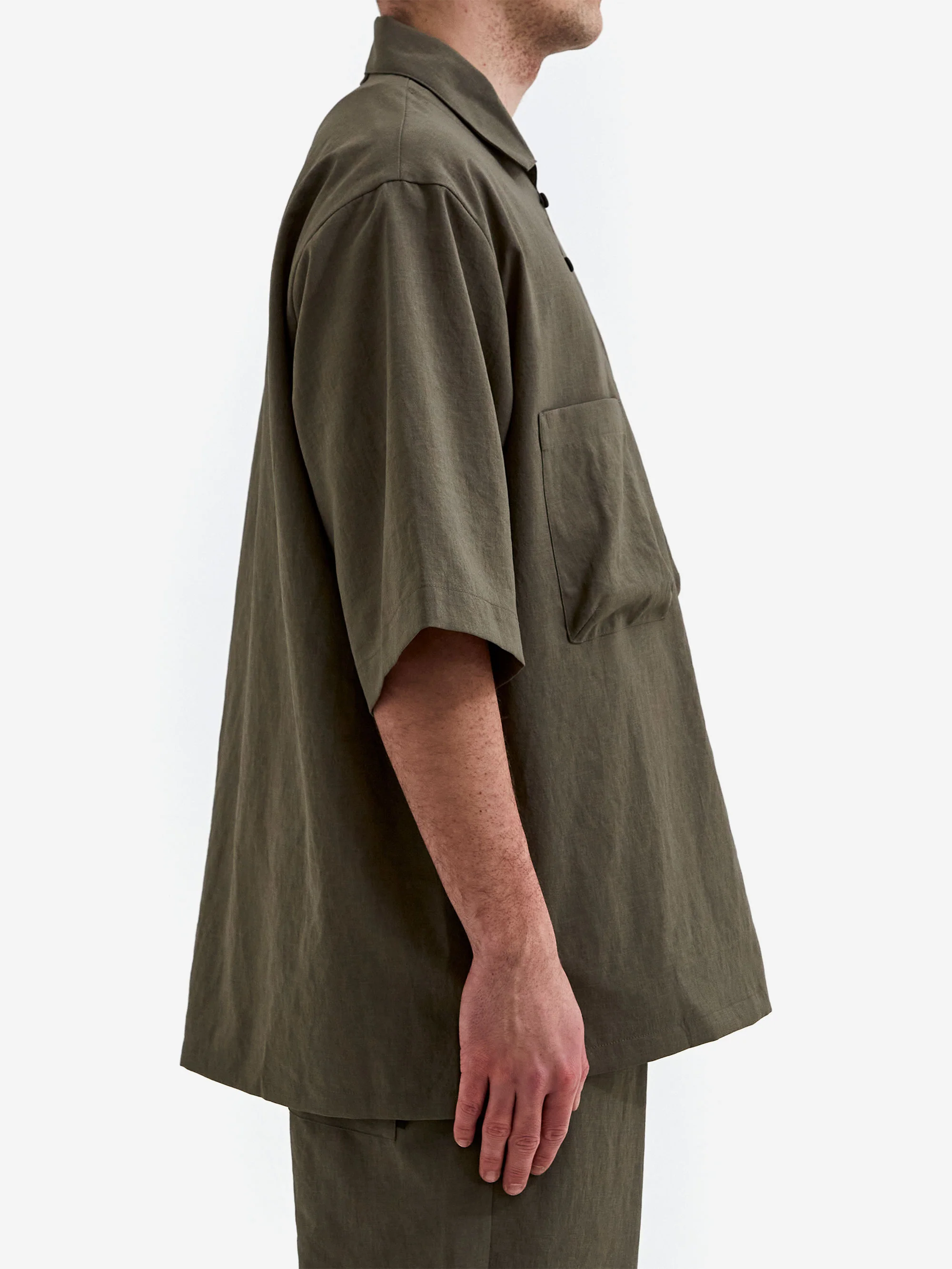Snow Peak Pe Light Poplin Shirt - Olive - Image 5