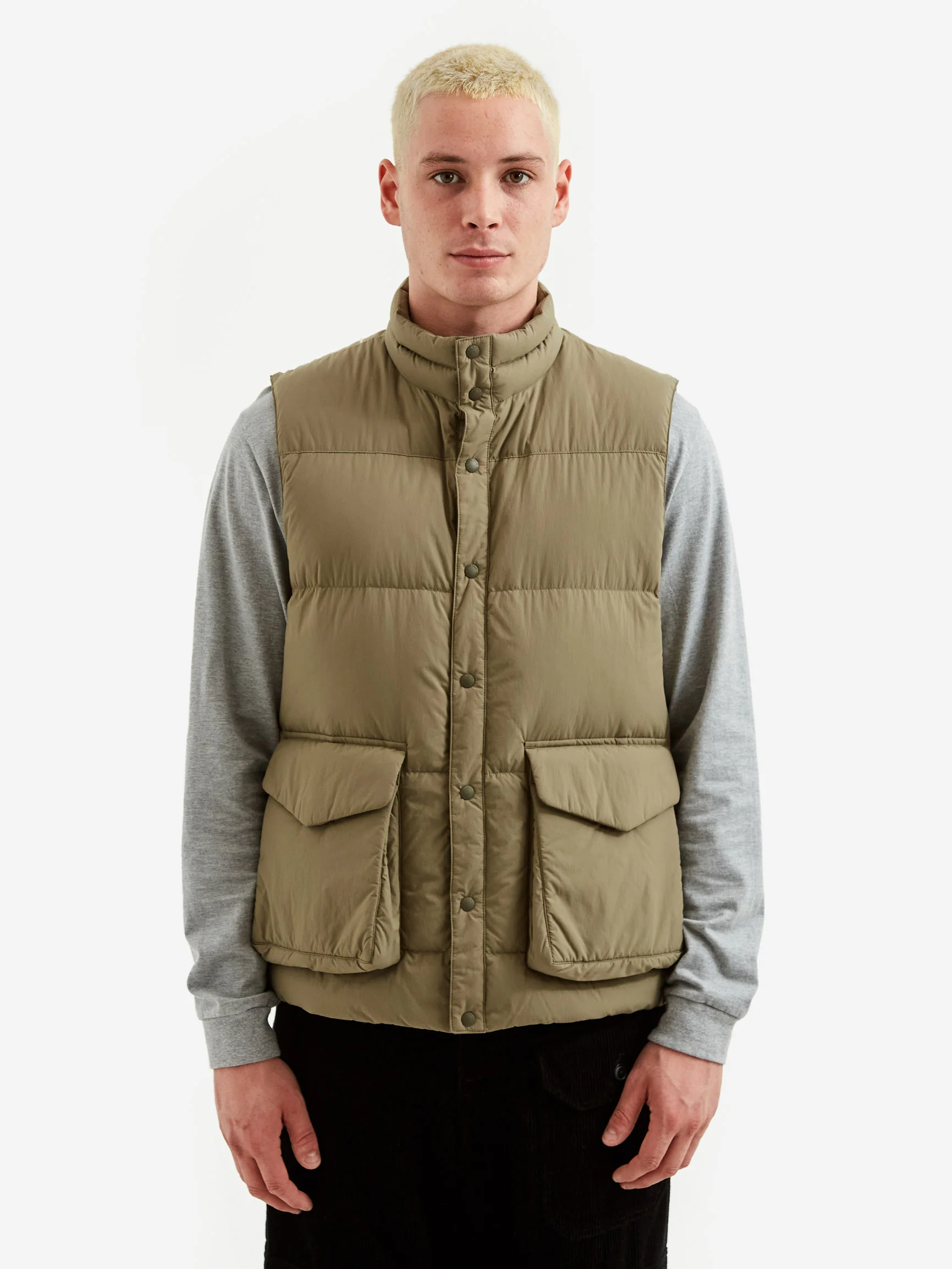 Snow Peak Recycled Nylon Ripstop Down Vest - Beige - Image 9