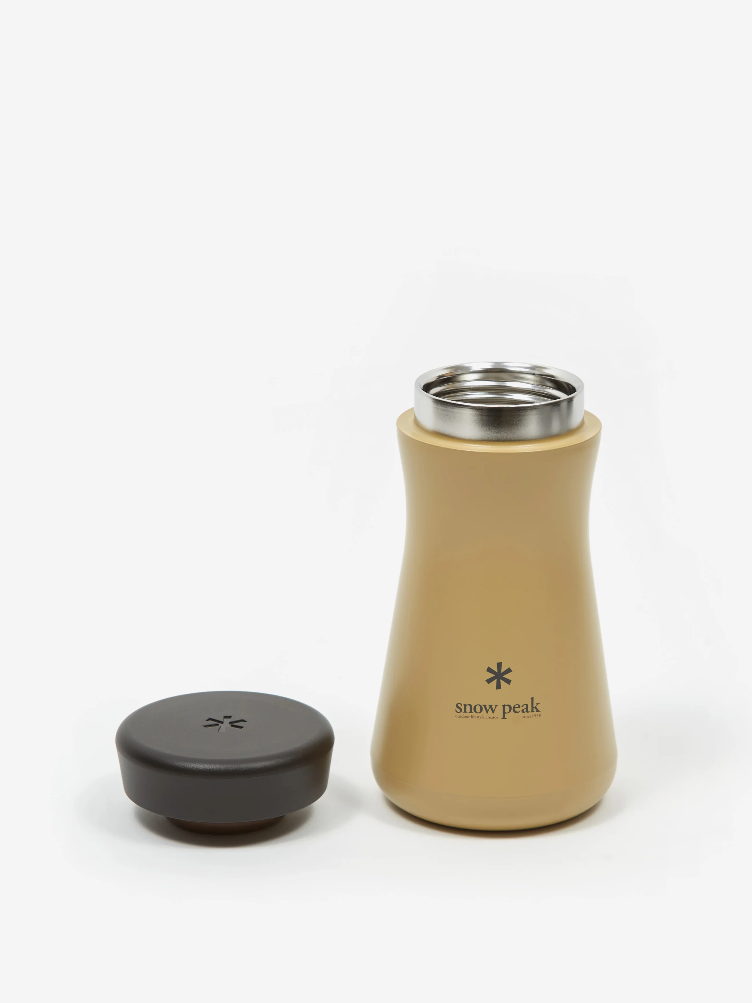 Snow Peak Stainless Vacuum Bottle Tsuzumi 350 - Sand - Image 4