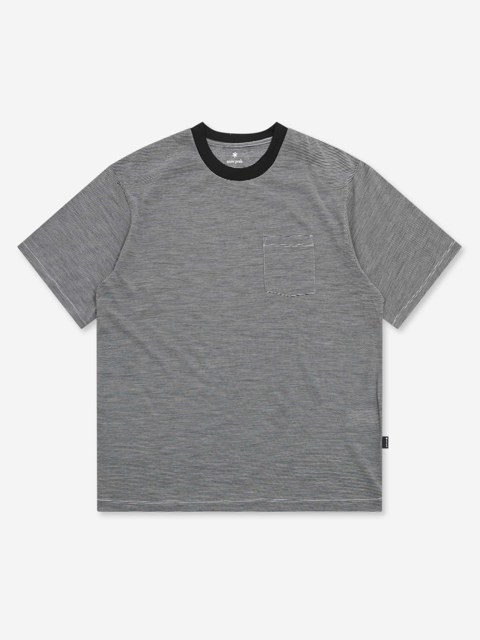 Snow Peak Summer Wool Stripe T-Shirt - Greige