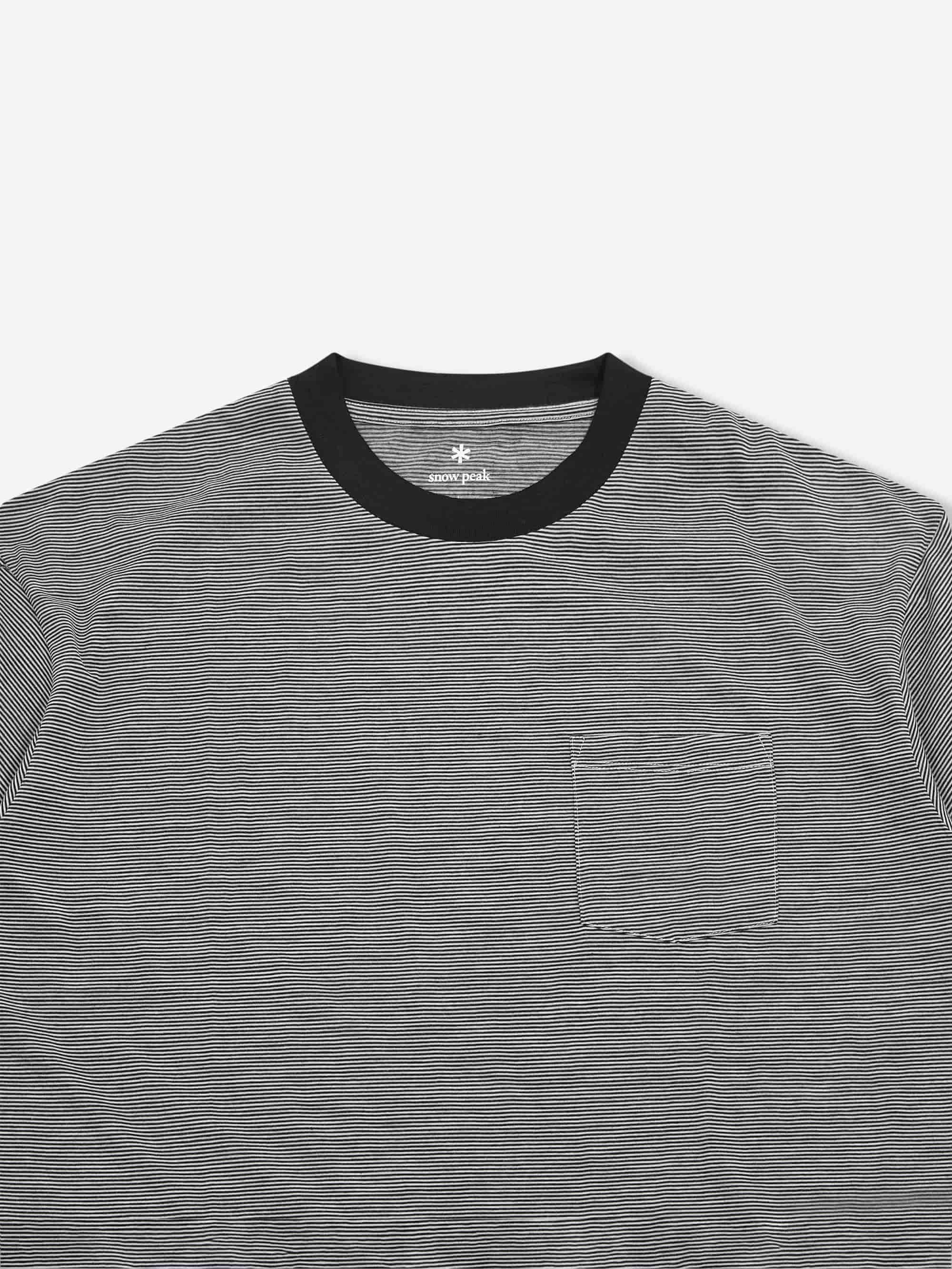 Snow Peak Summer Wool Stripe T-Shirt - Greige - Image 2