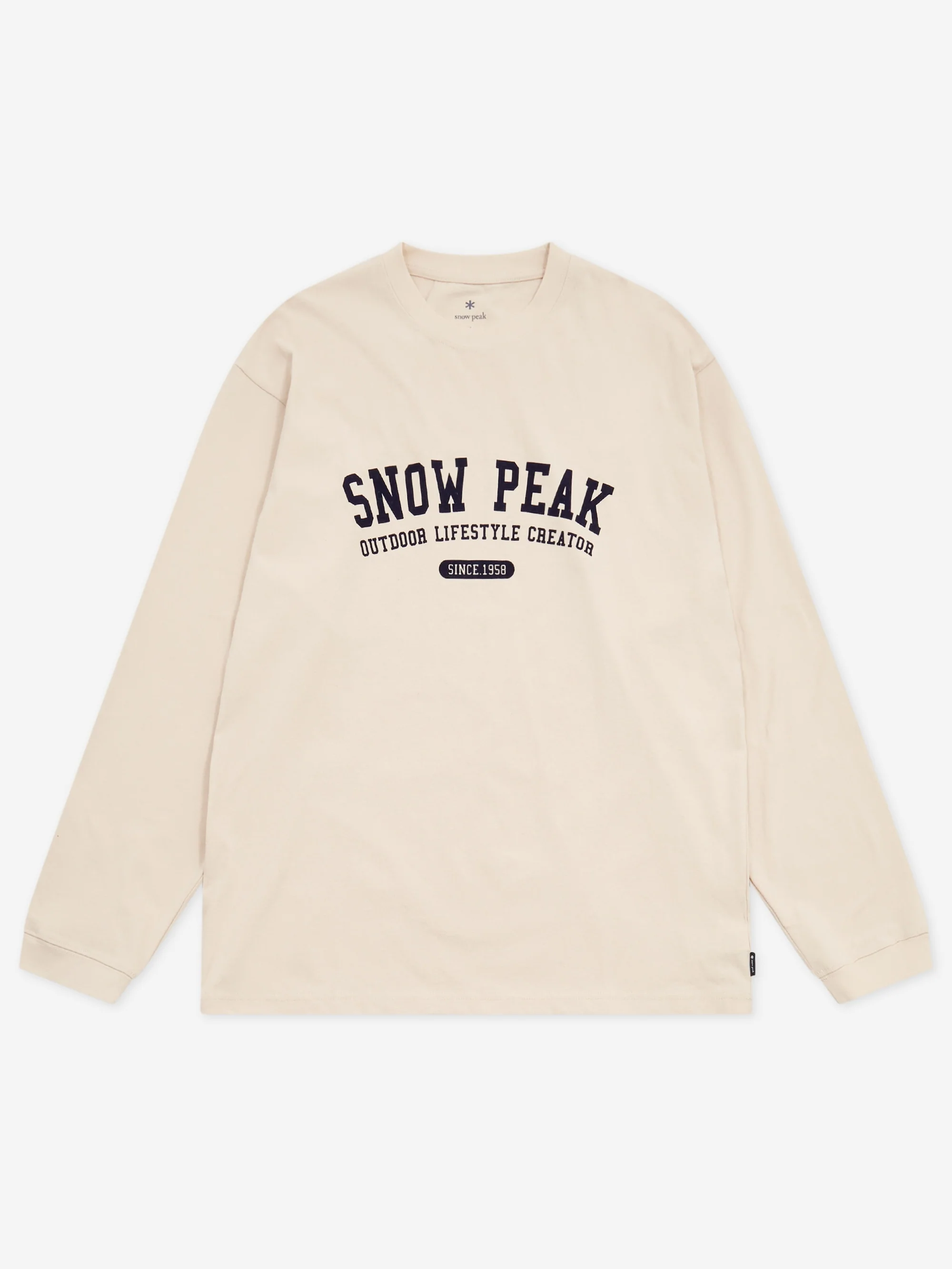 Snow Peak Varsity Logo L/S T-Shirt - Off White