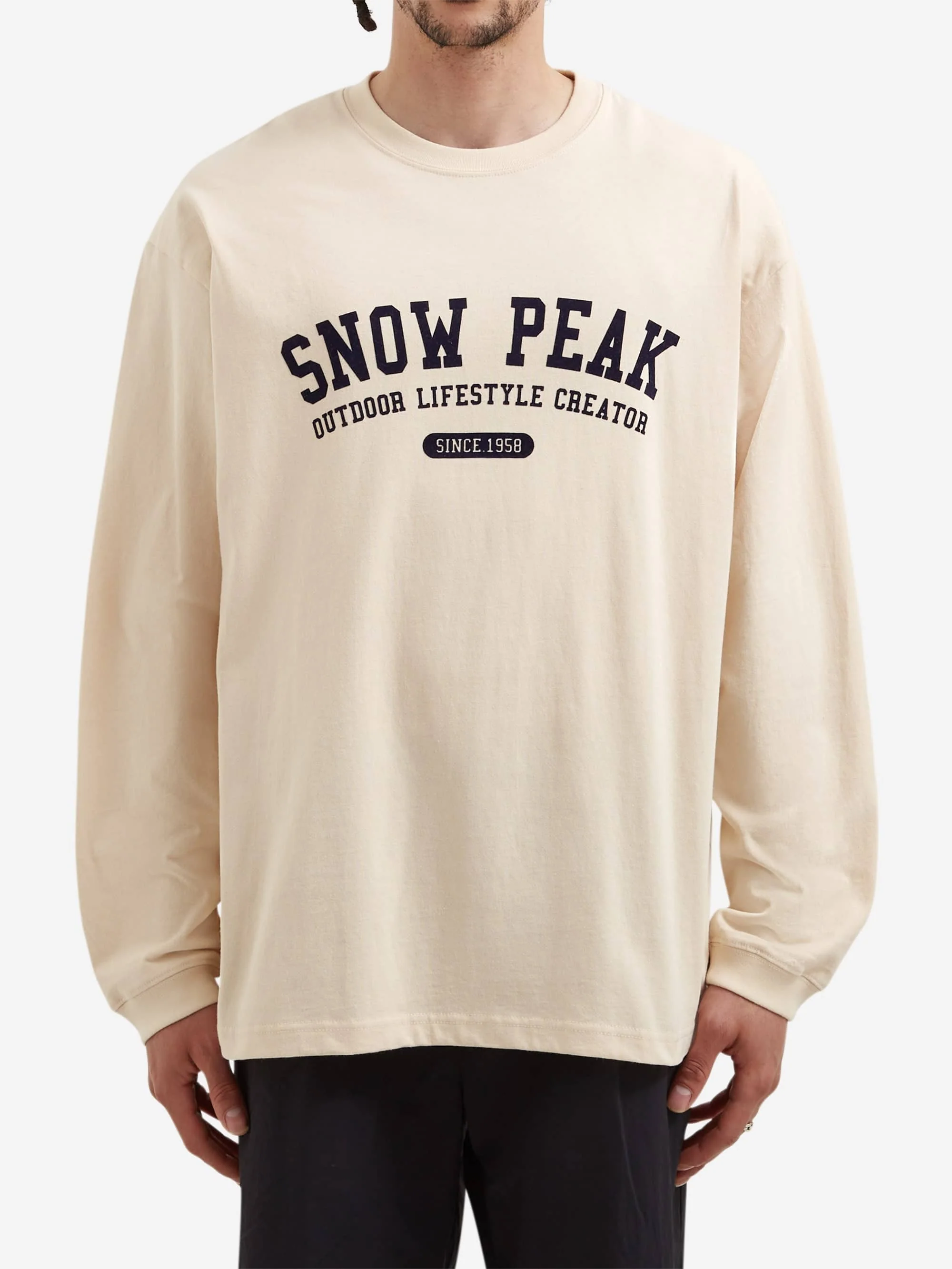 Snow Peak Varsity Logo L/S T-Shirt - Off White - Image 2
