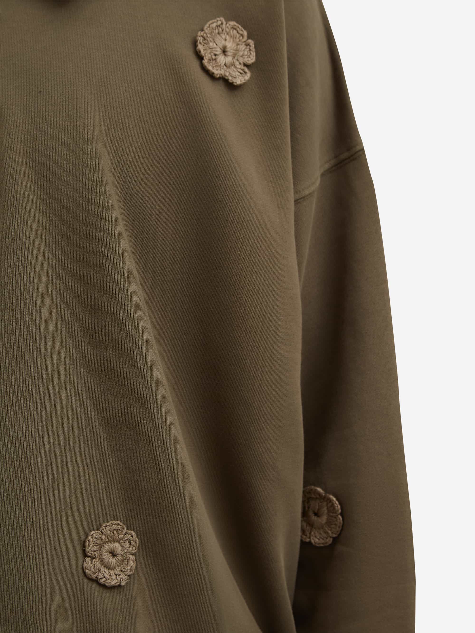 Song For The Mute ''Daisy'' Quarter Zip Jumper - Overdye Army Green - Image 5
