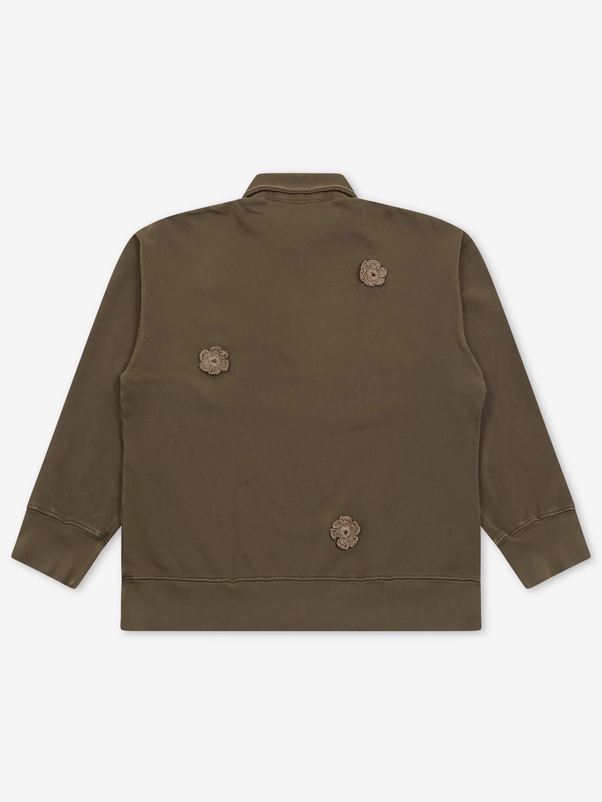 Song For The Mute ''Daisy'' Quarter Zip Jumper - Overdye Army Green - Image 7