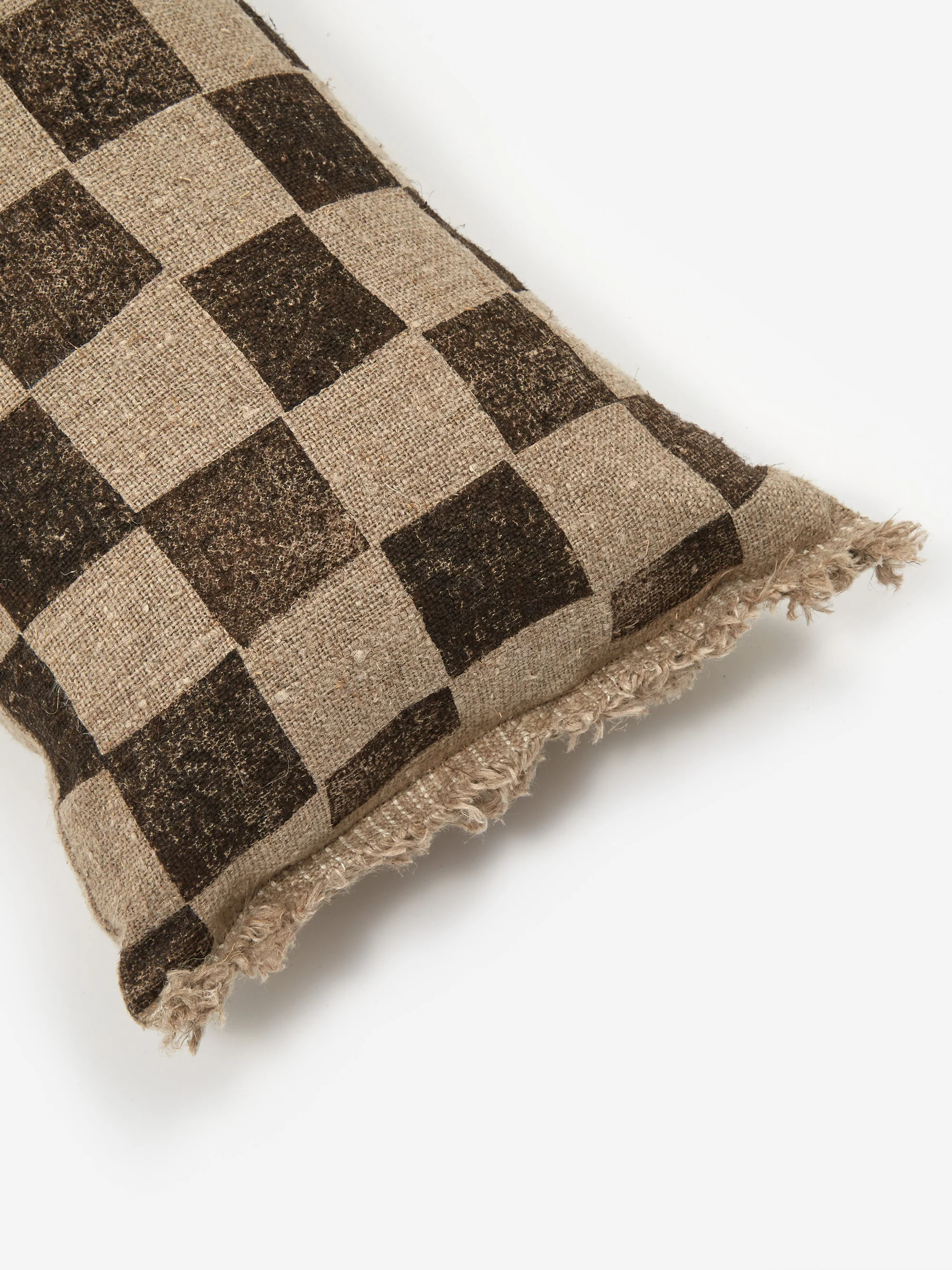 soosumsee Maxi Linen Hand Printed Cushion - Checkerboard - Image 2