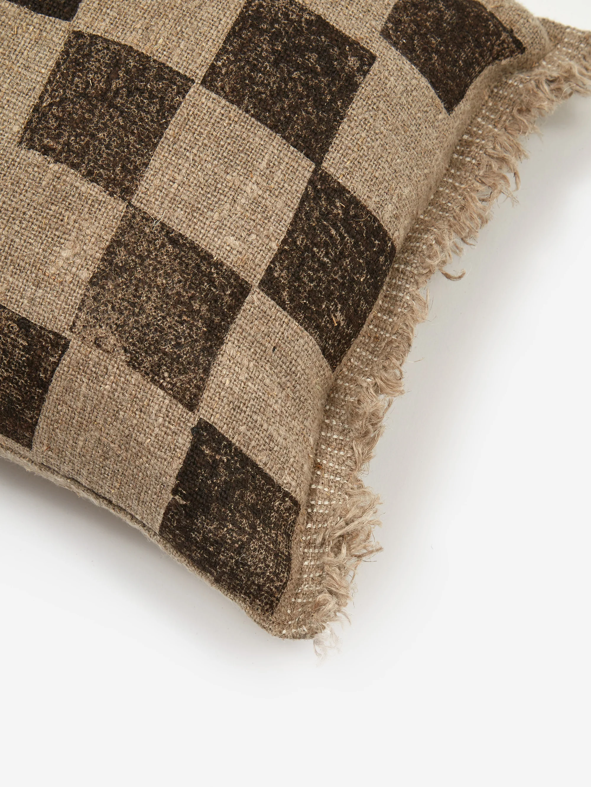soosumsee Mini Linen Hand Printed Cushion - Checkerboard - Image 2
