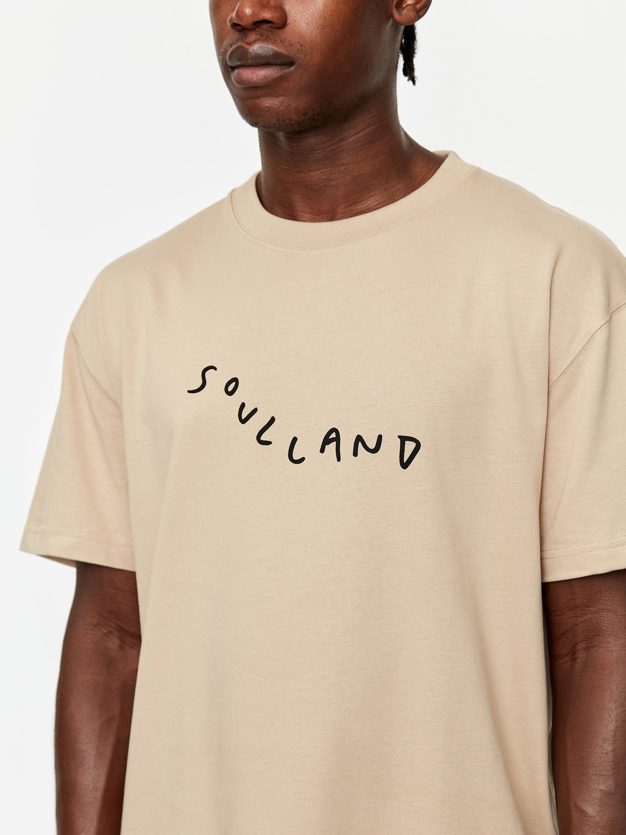 Soulland Marker Logo Short Sleeve T-Shirt - Beige - Image 5
