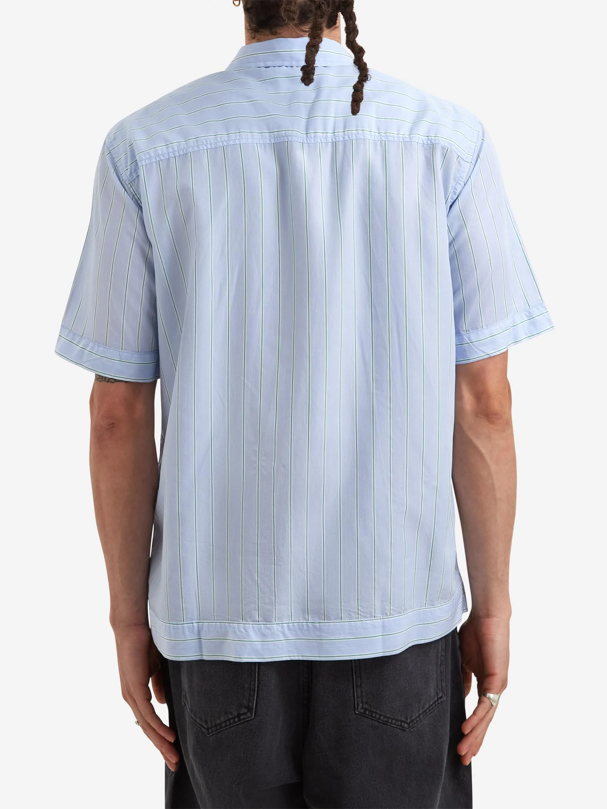 Soulland Orson Stripe Shirt - Blue/Green - Image 5