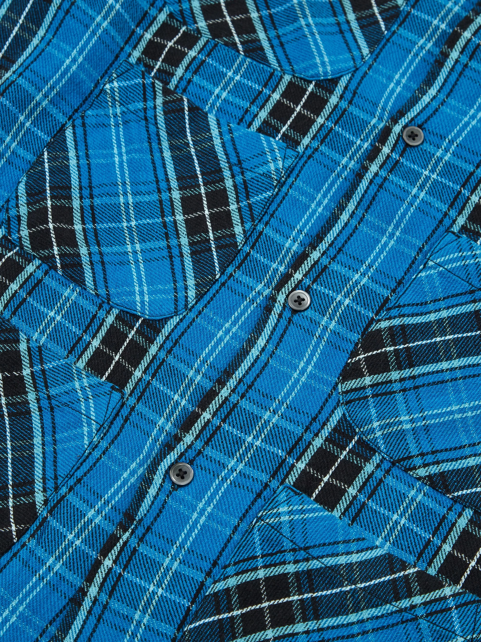 South2 West8 6Pocket Plaid Longsleeve Shirt - White/Black/Blue - Image 4