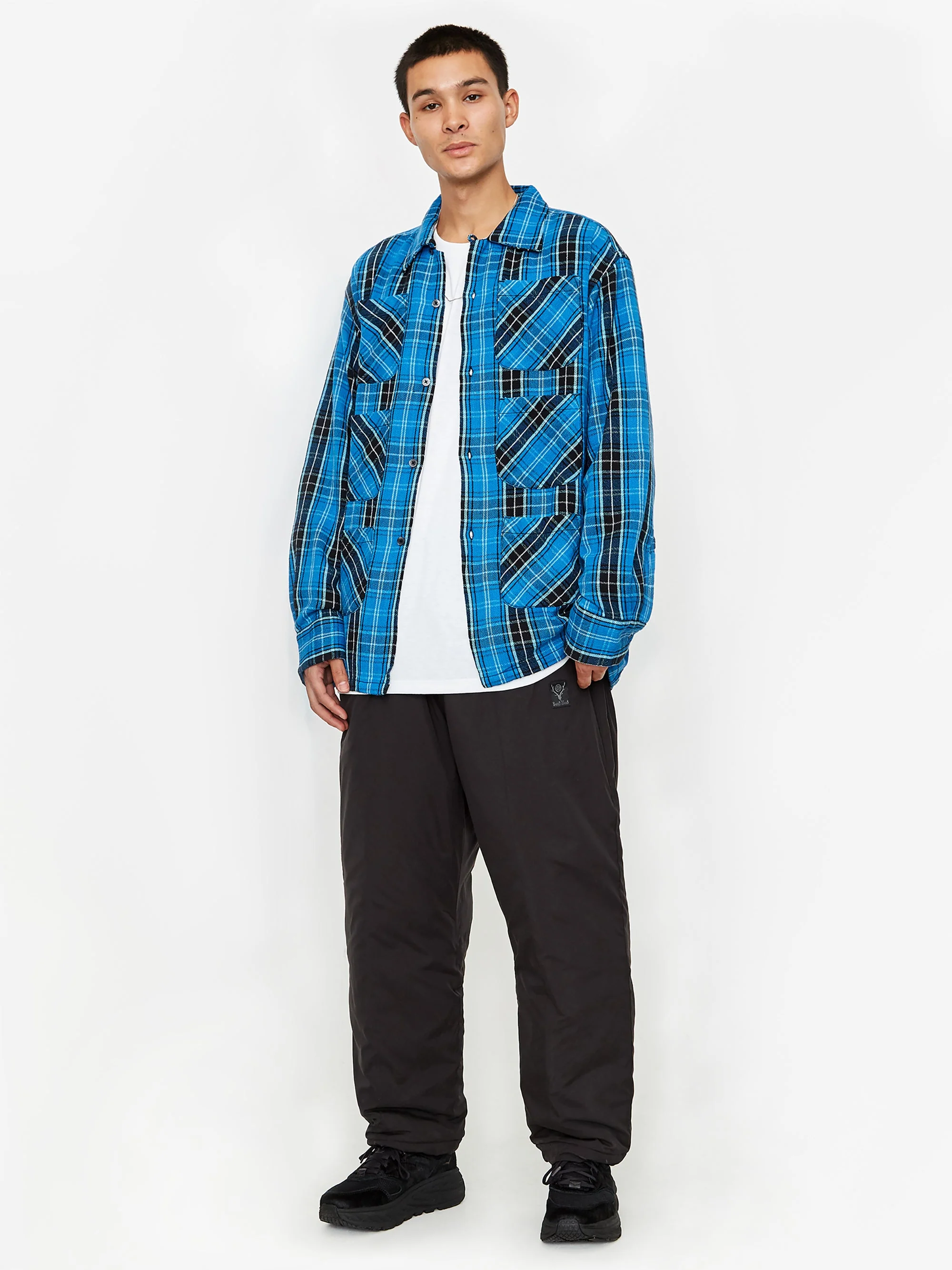South2 West8 6Pocket Plaid Longsleeve Shirt - White/Black/Blue - Image 7