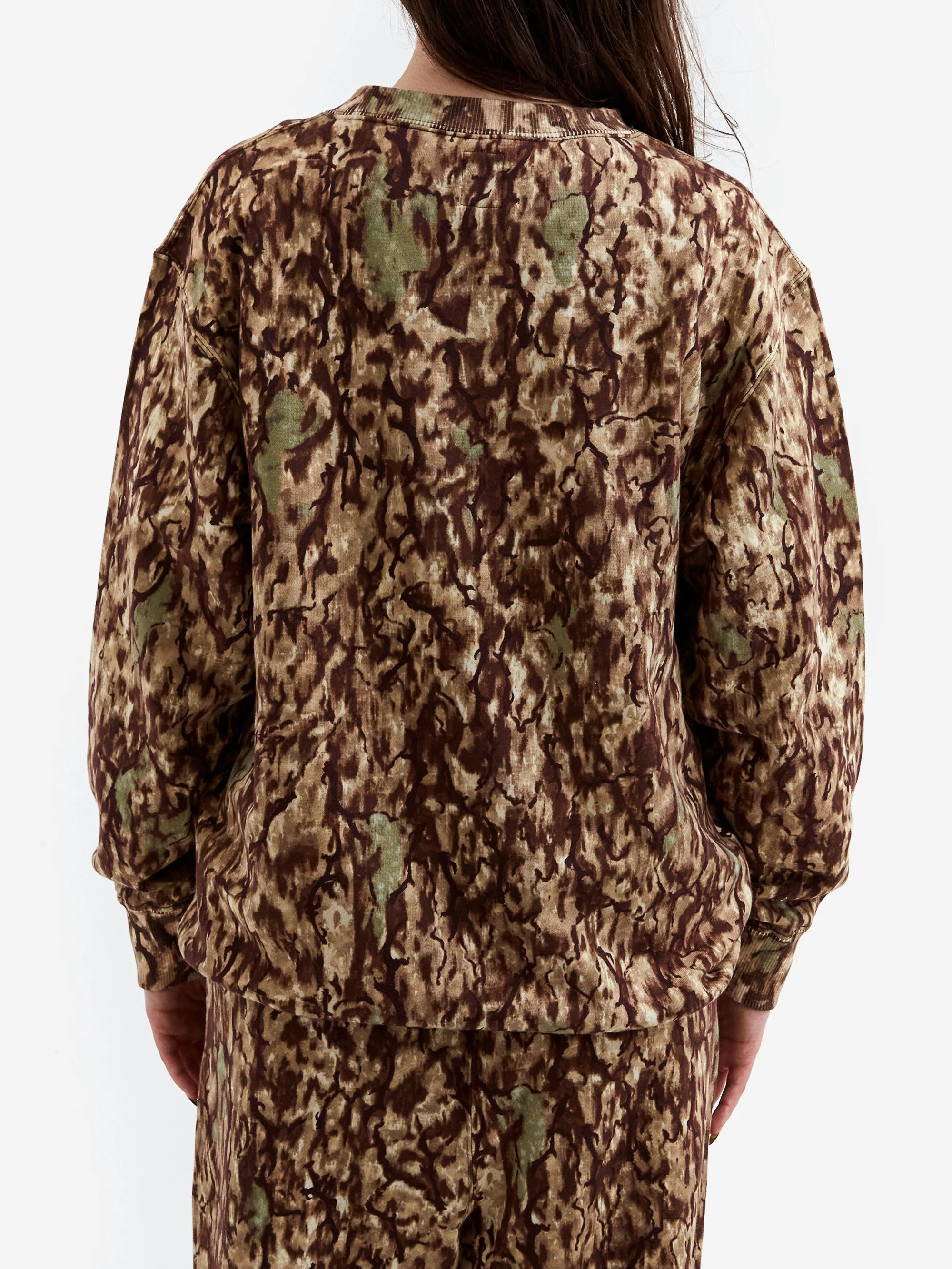 South2 West8 Crew Neck Sweat Shirt - Cotton French Terry / Printed - Horn Camo - Image 3