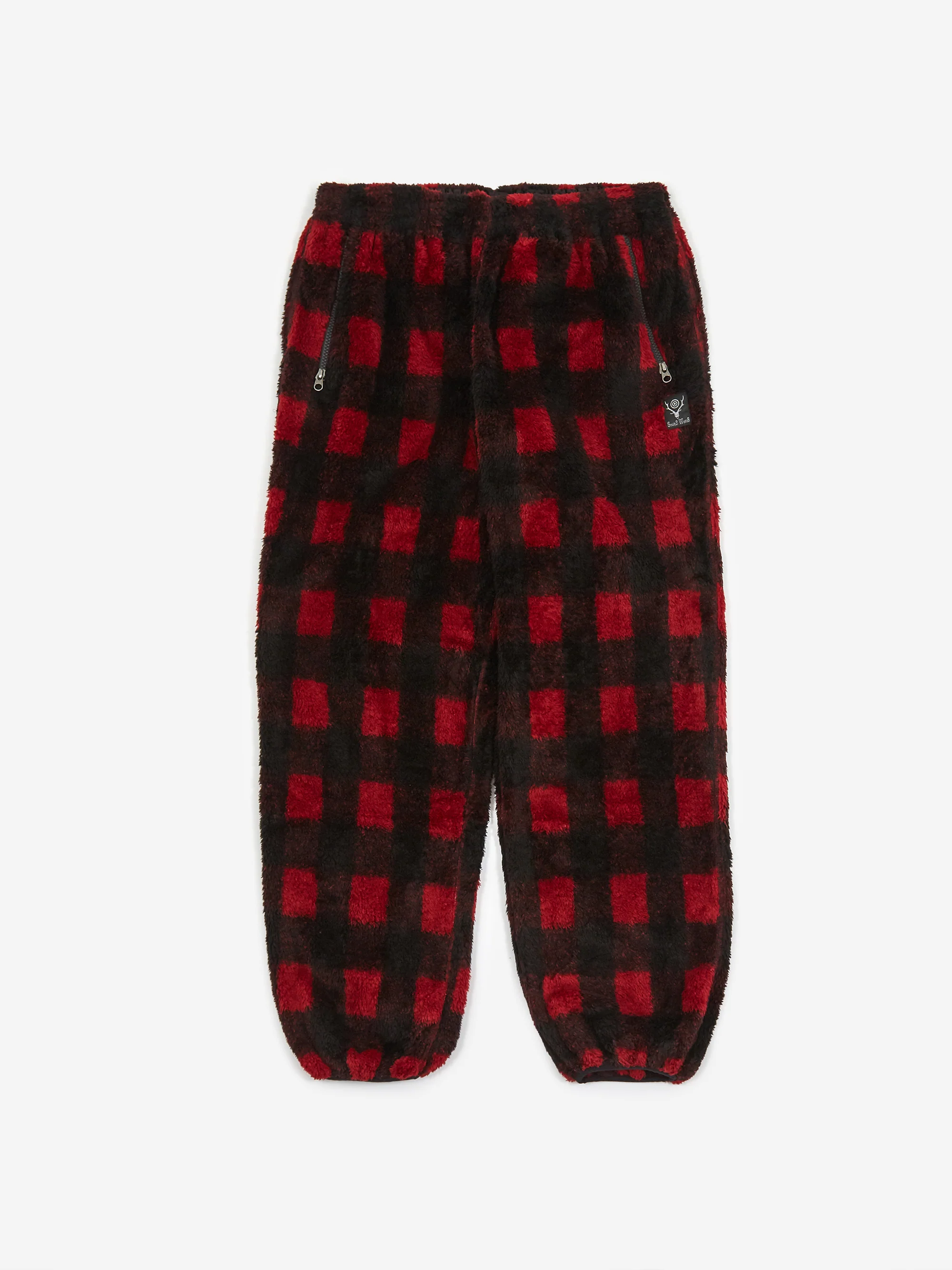 South2 West8 Faux Boa Buffalo Plaid String Pant - Red