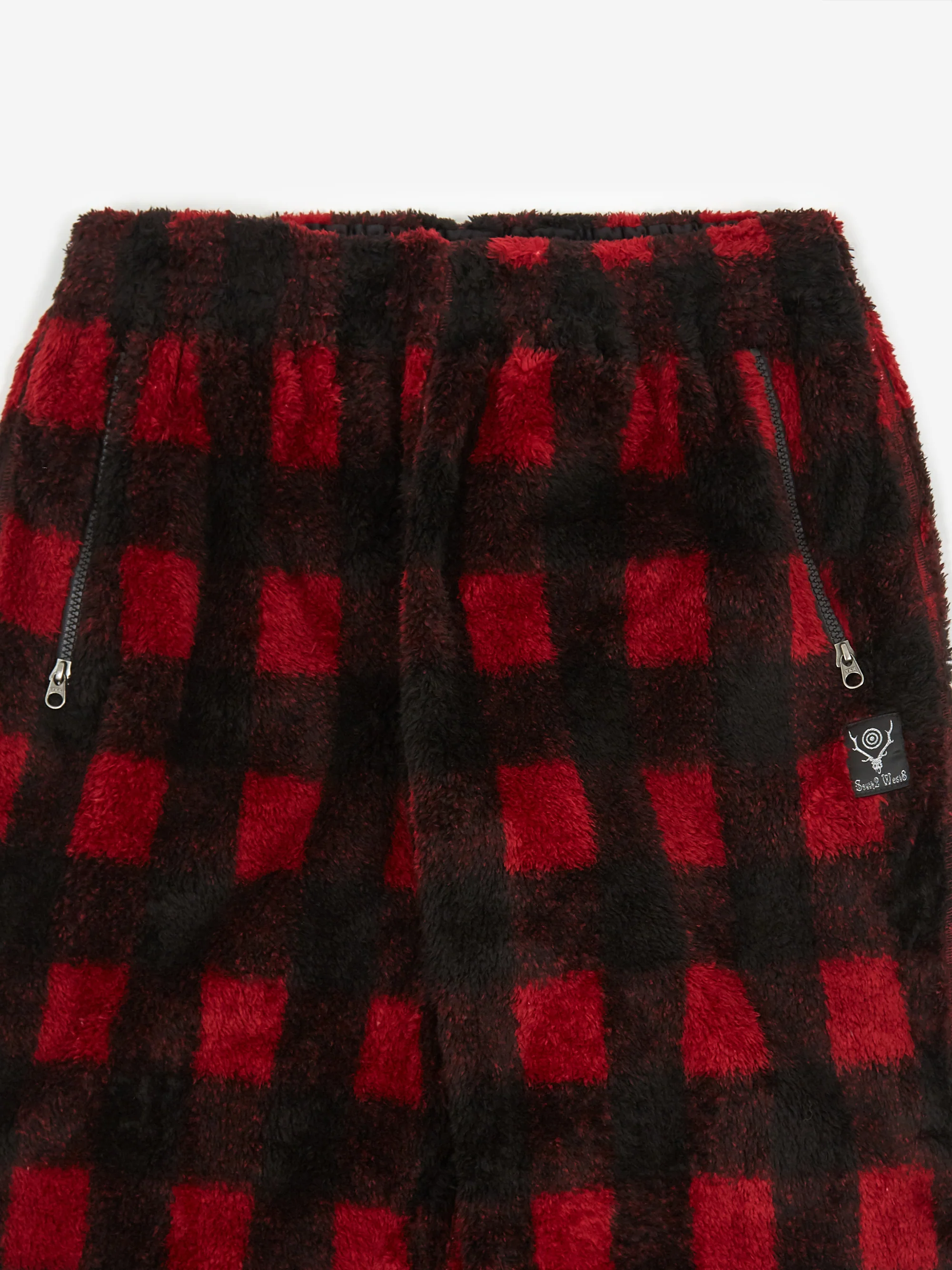 South2 West8 Faux Boa Buffalo Plaid String Pant - Red - Image 3