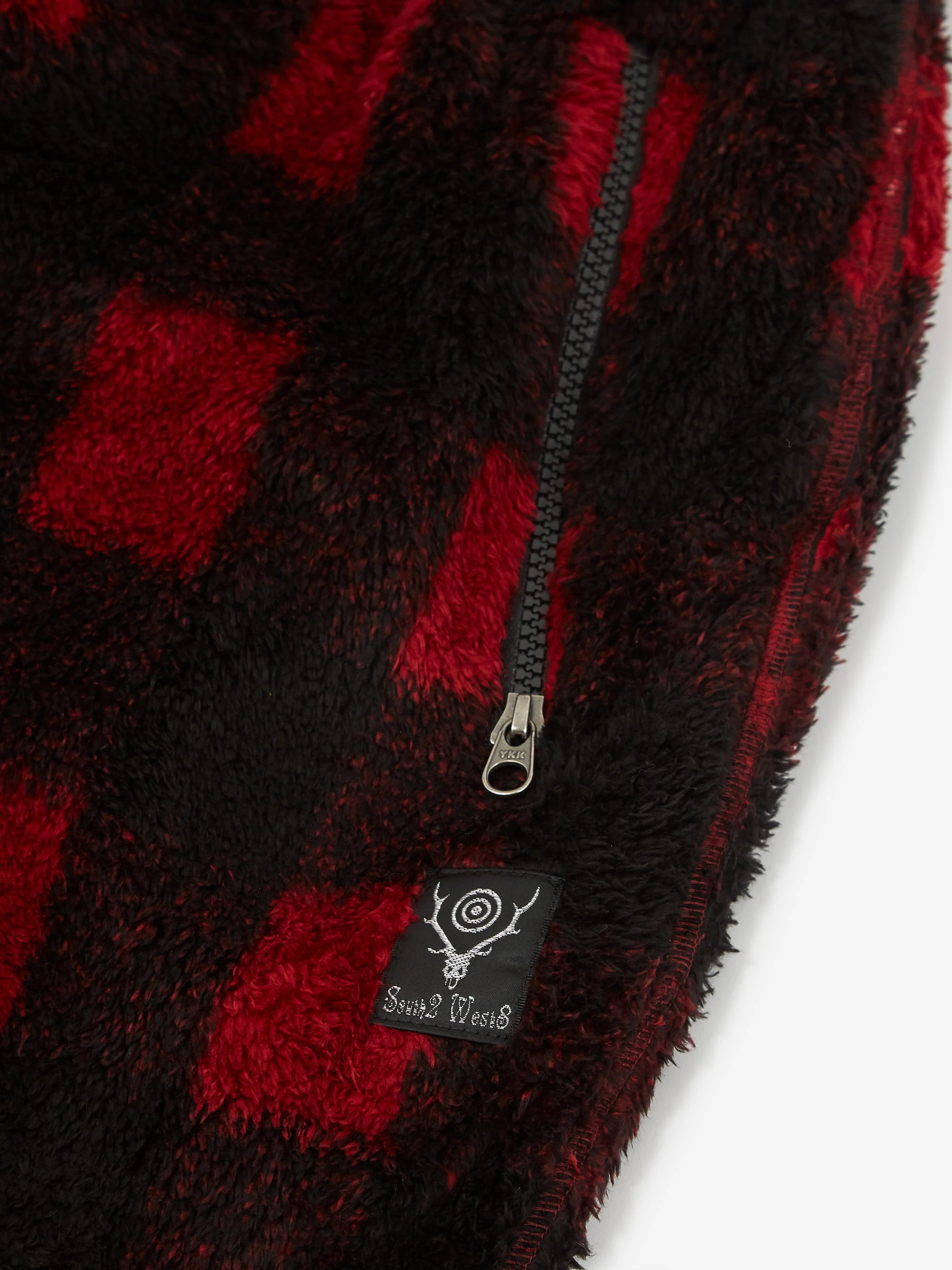 South2 West8 Faux Boa Buffalo Plaid String Pant - Red - Image 4