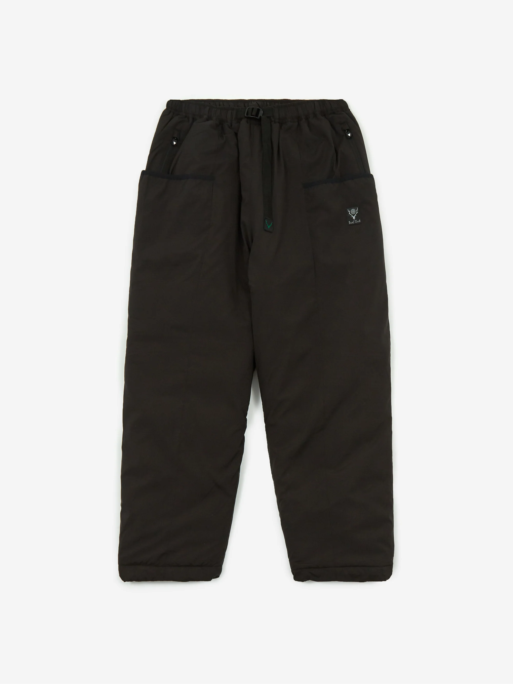South2 West8 Insulator Belted Poly Peach Skin Pant - Black - Image 2