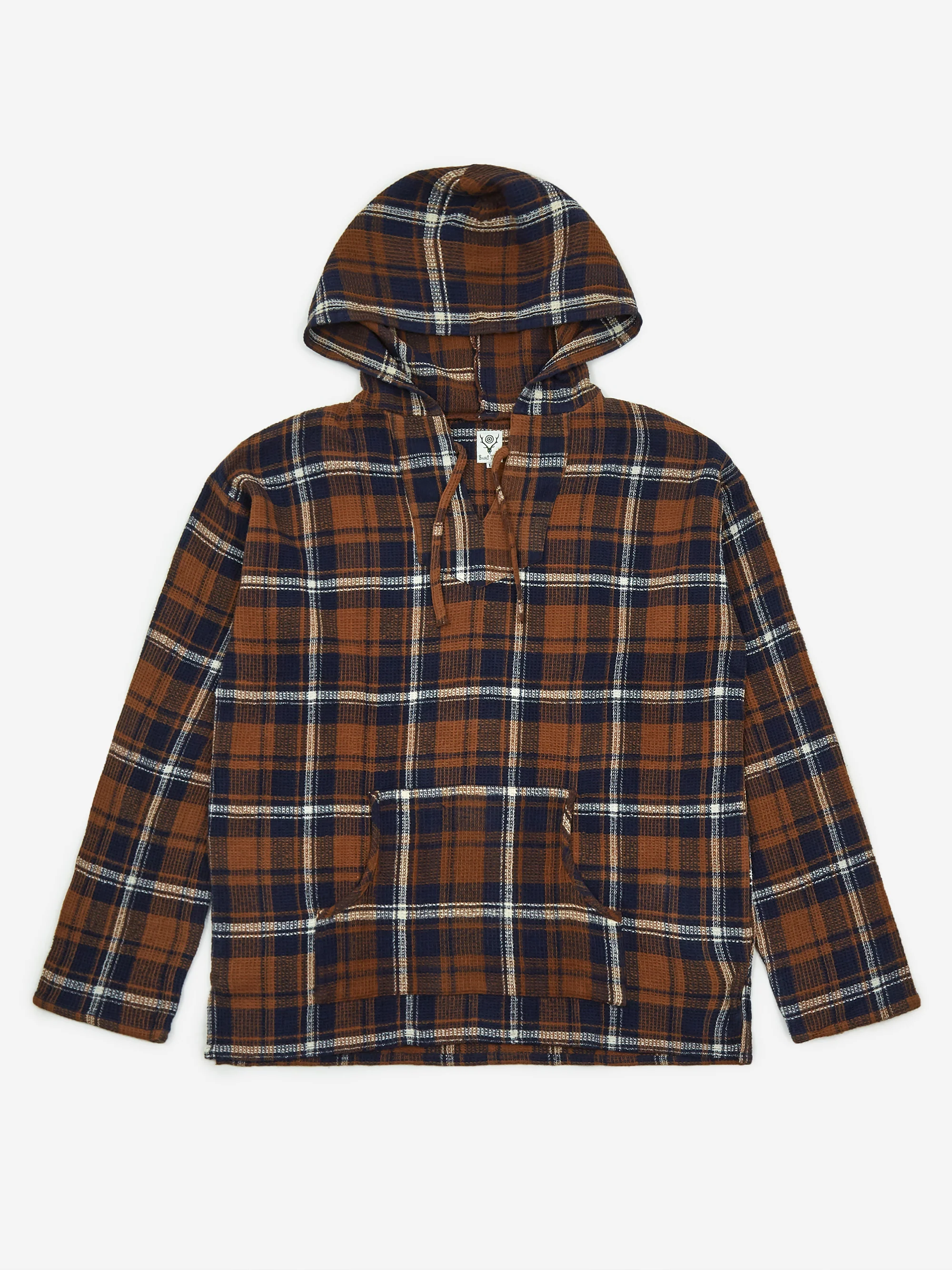 South2 West8 Plaid Mexican Parka - Brown/Navy/White
