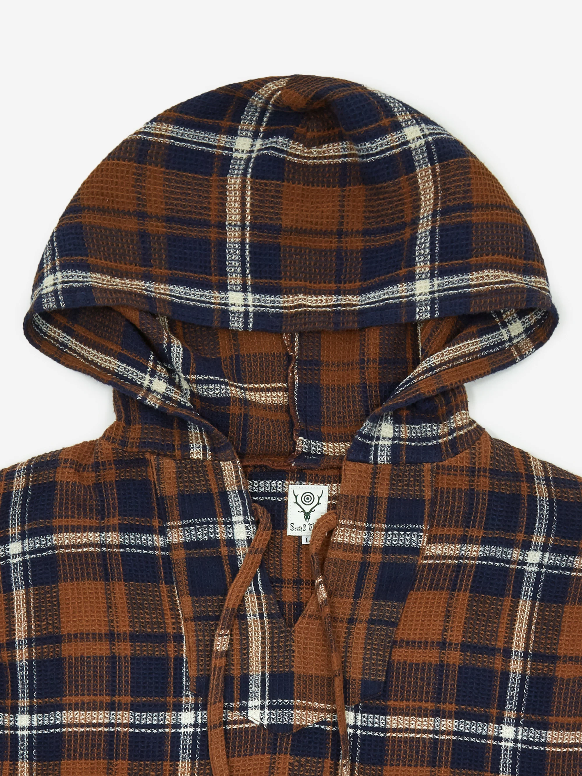 South2 West8 Plaid Mexican Parka - Brown/Navy/White - Image 3