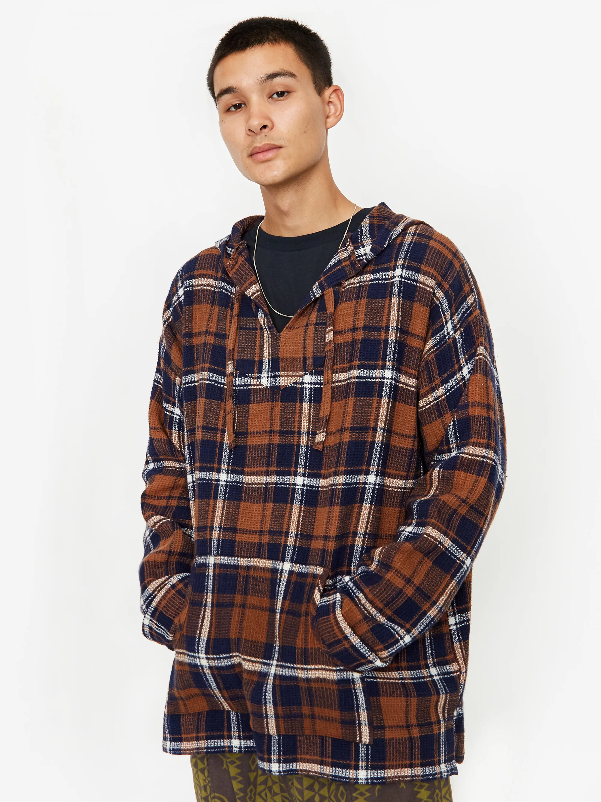South2 West8 Plaid Mexican Parka - Brown/Navy/White - Image 6