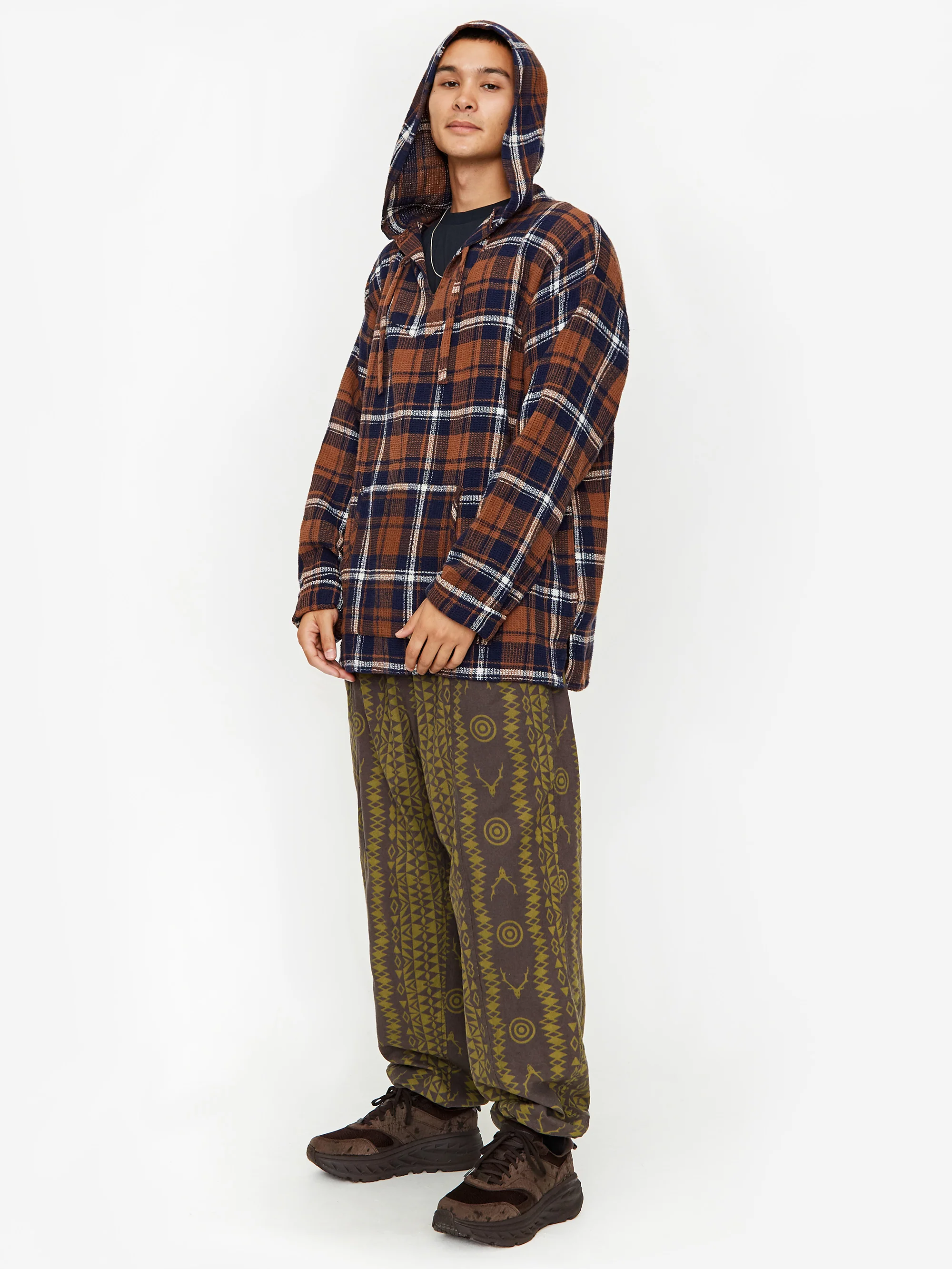 South2 West8 Plaid Mexican Parka - Brown/Navy/White - Image 7