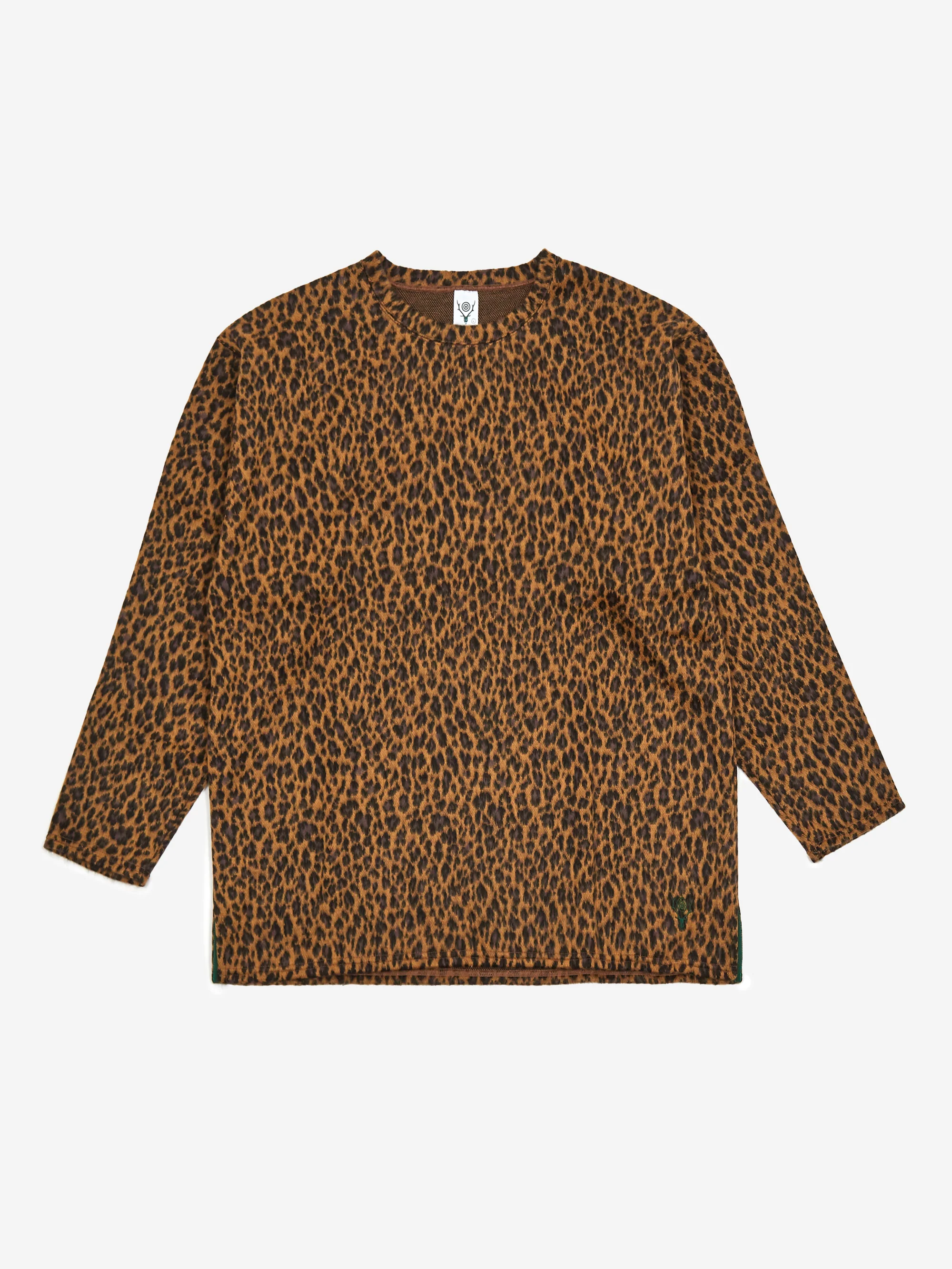South2 West8 Shaggy Crewneck Longsleeve Top - Leopard - Image 2