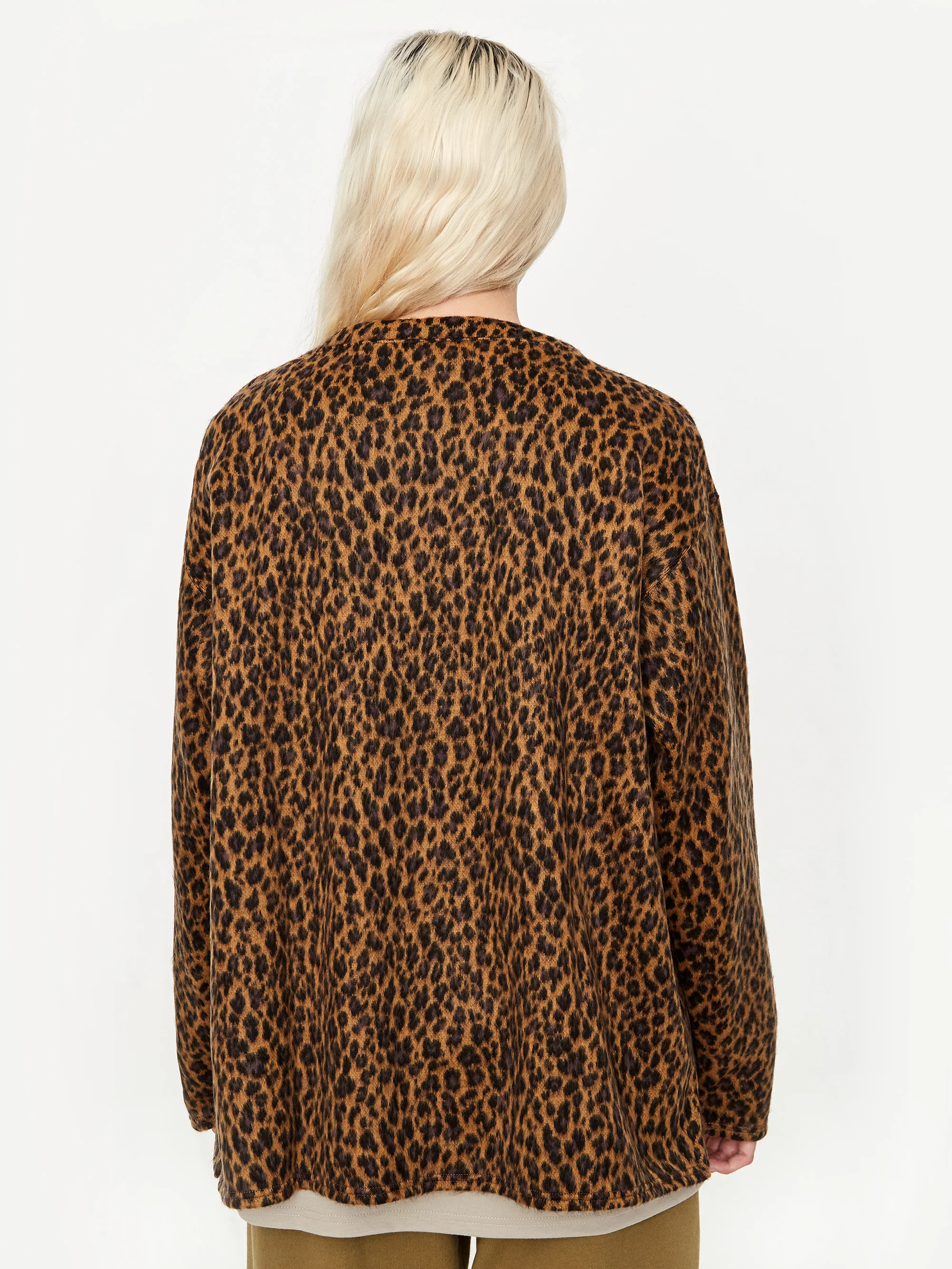 South2 West8 Shaggy V Neck Cardigan W - Leopard - Image 5