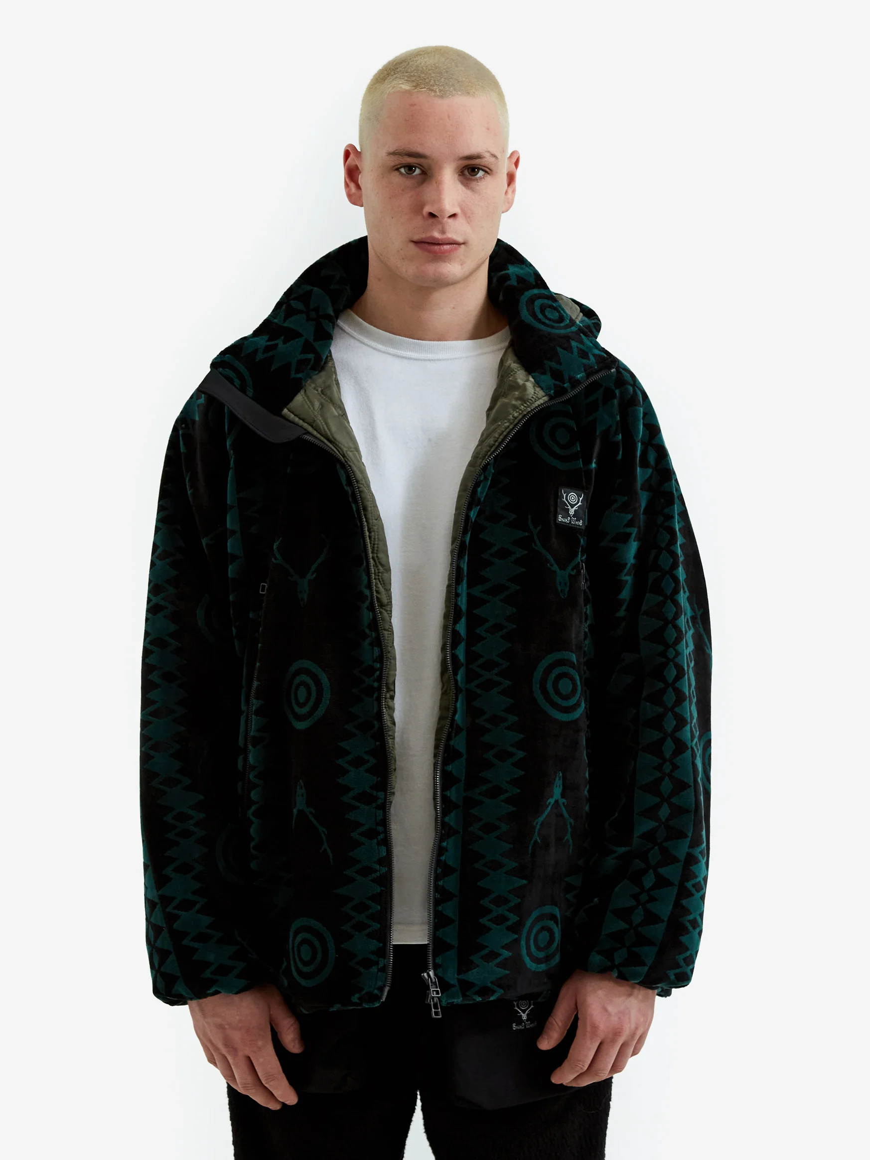 South2 West8 Weather Effect Jacket - Velvet Jq./Skull & Target - Black/Green - Image 7