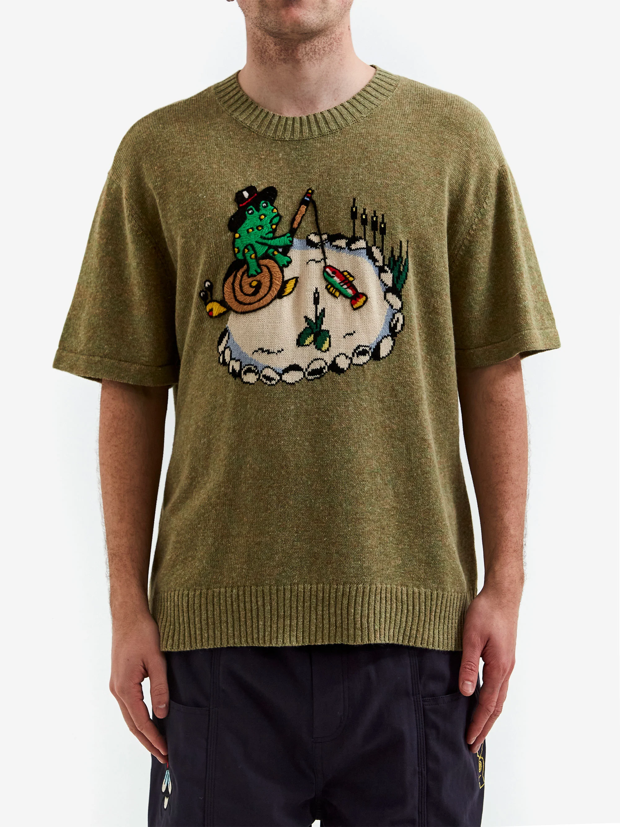 South2 West8 x Brain Dead Short Sleeve Sweater - Moss - Image 2
