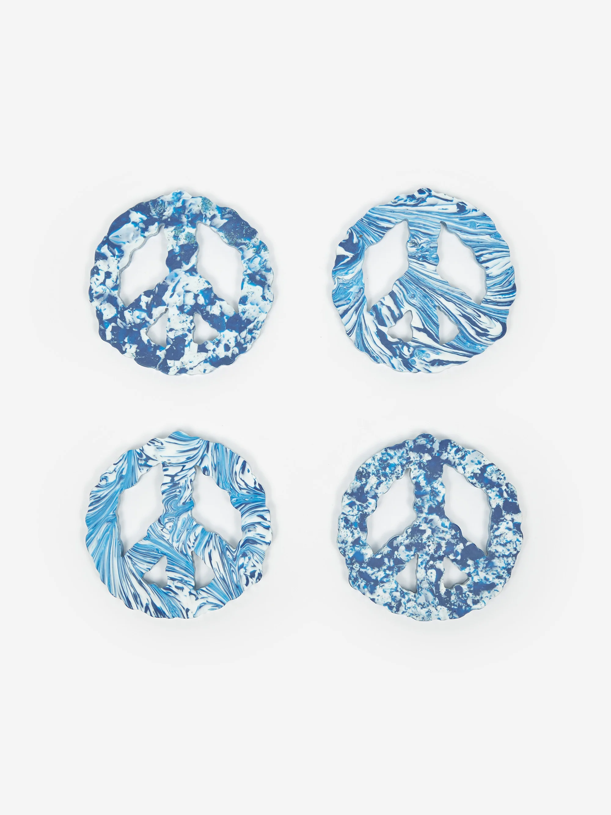 Space Available Upcycled Plastic Peace Coaster - Set of 4 - Blue wave