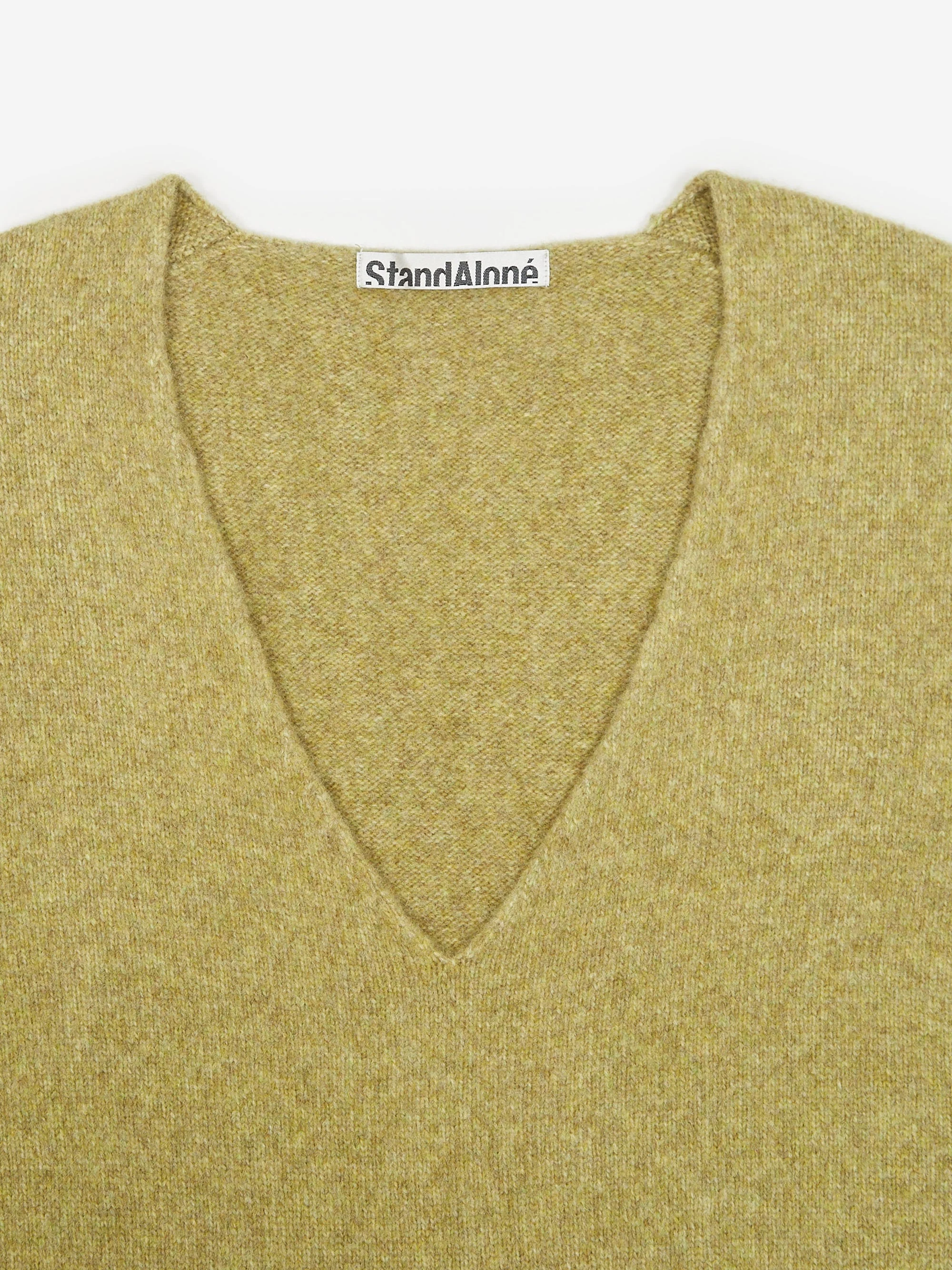 Stand Alone Alpaca Wool V-Neck Vest - Khaki - Image 2